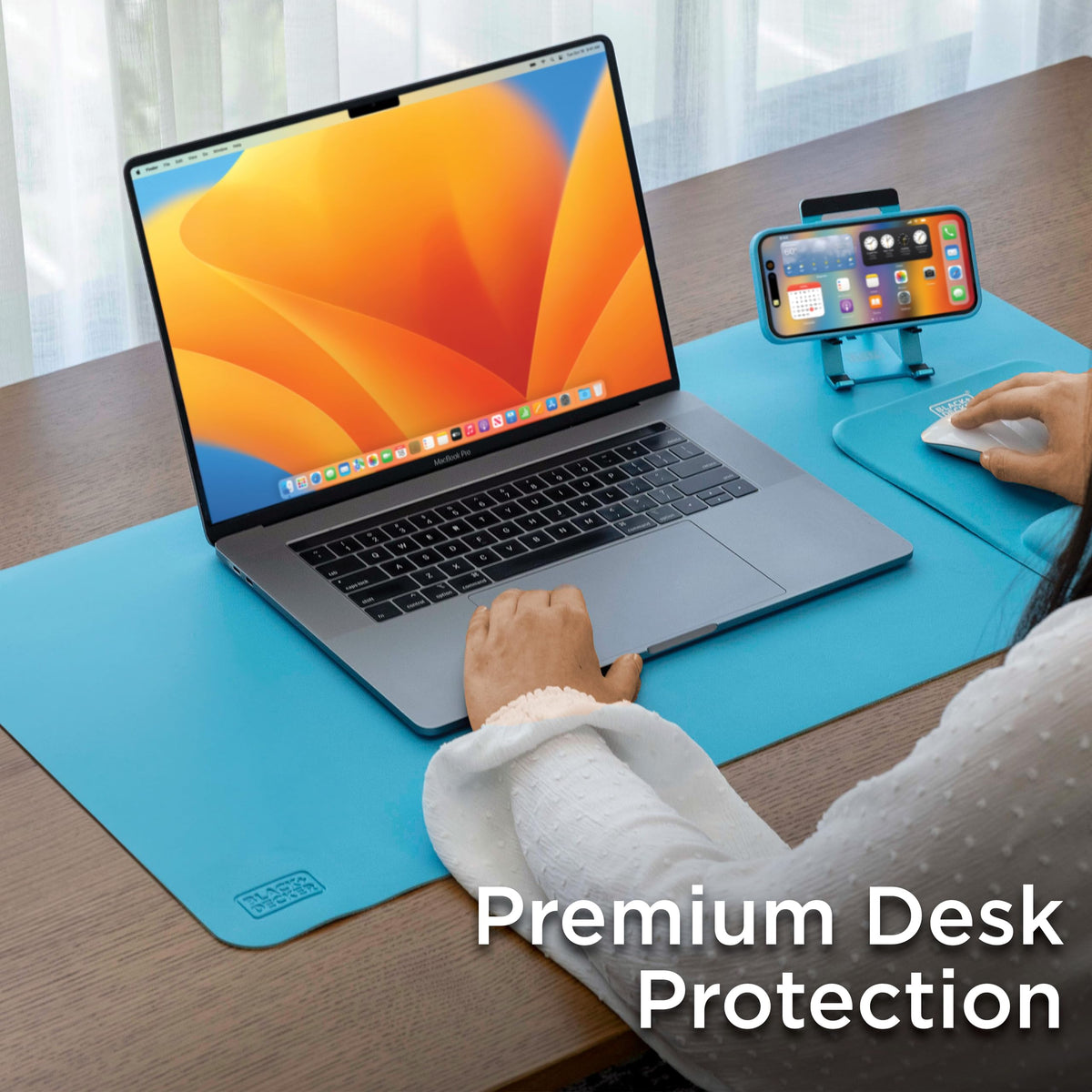 Black+Decker Faux Leather Desk Mat for Keyboard & Mouse