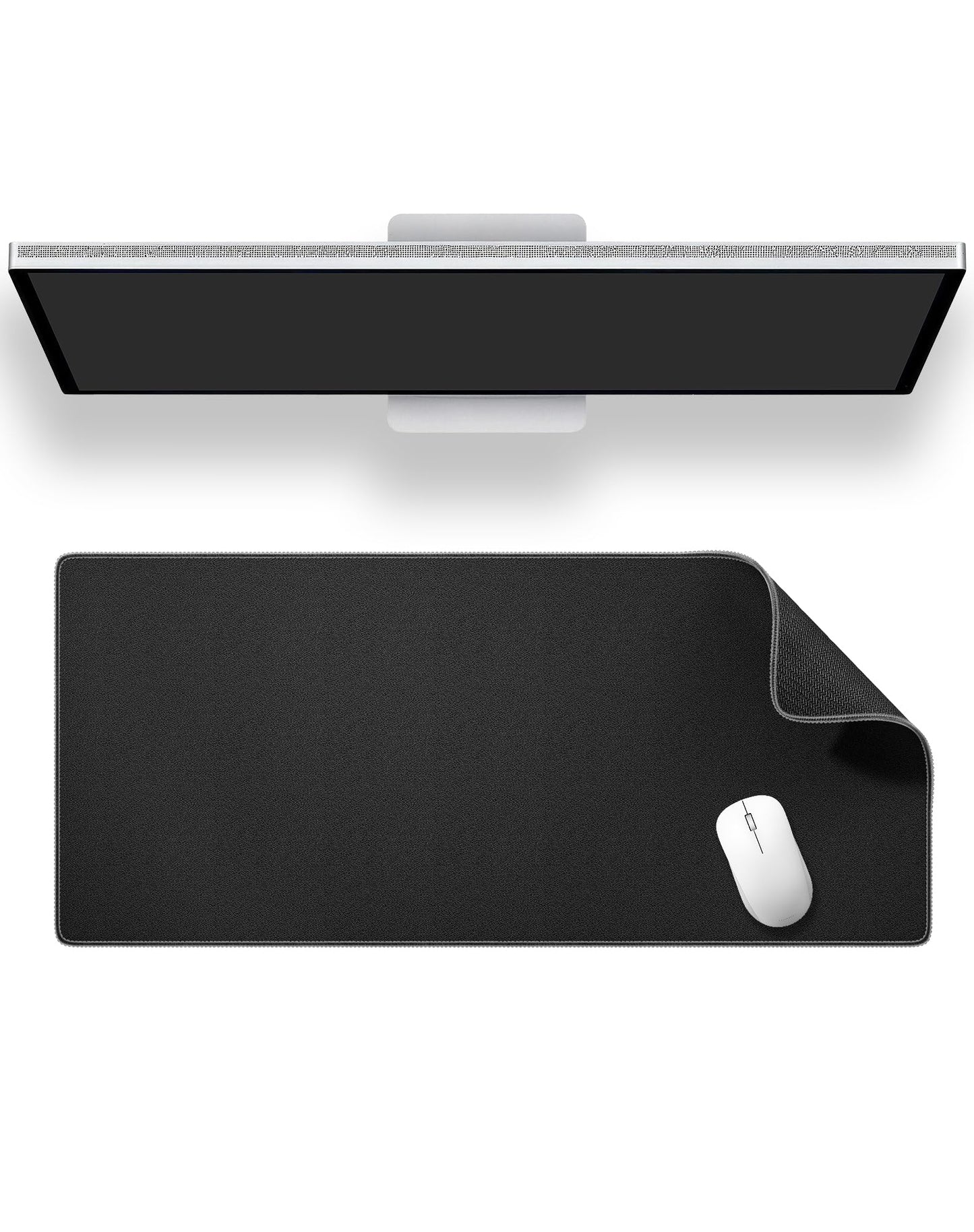 ALOANES Black Waterproof Desk Mat, Large, with Extended Mouse Mat, Office Desk Protector with