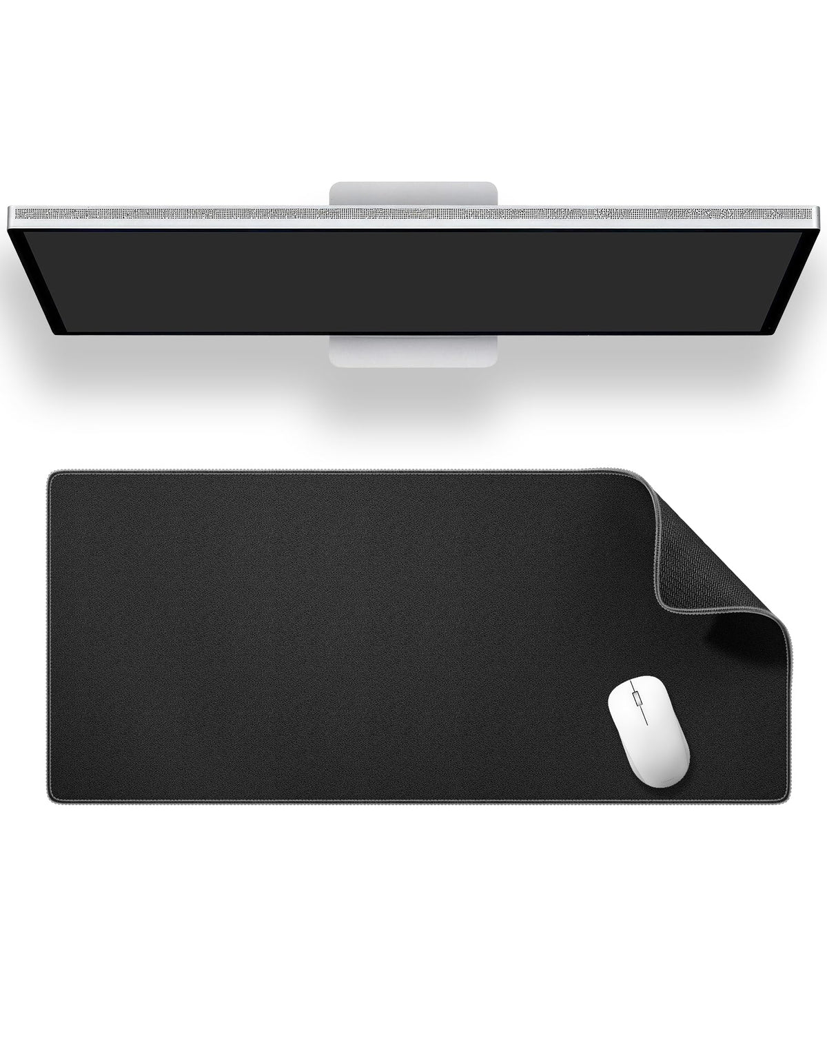 ALOANES Black Waterproof Desk Mat, Large, with Extended Mouse Mat, Office Desk Protector with