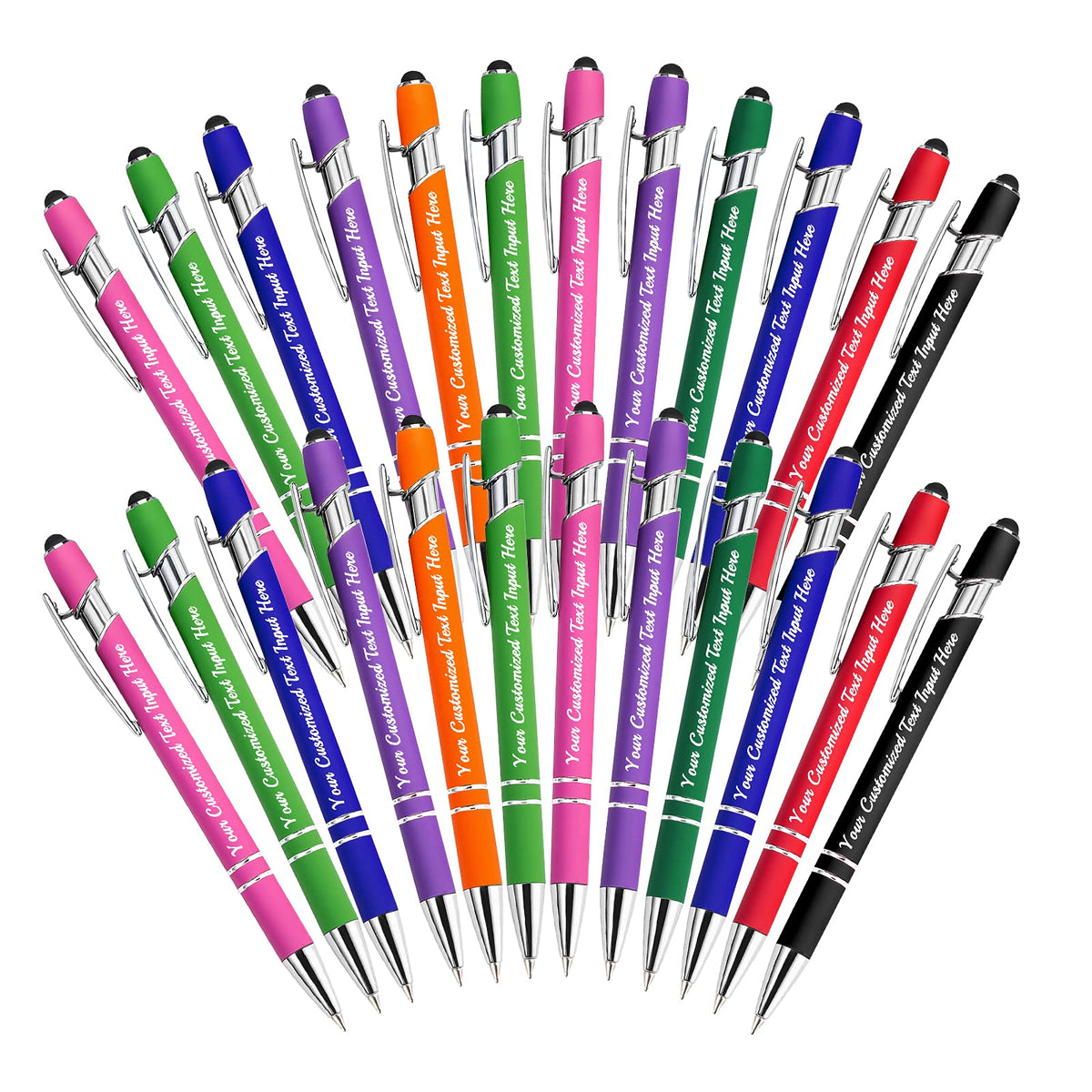Betenshtresk Personalized Ballpoint Pen 24pcs, Custom Pens Free Engraved Bulk with Name Logo, Soft
