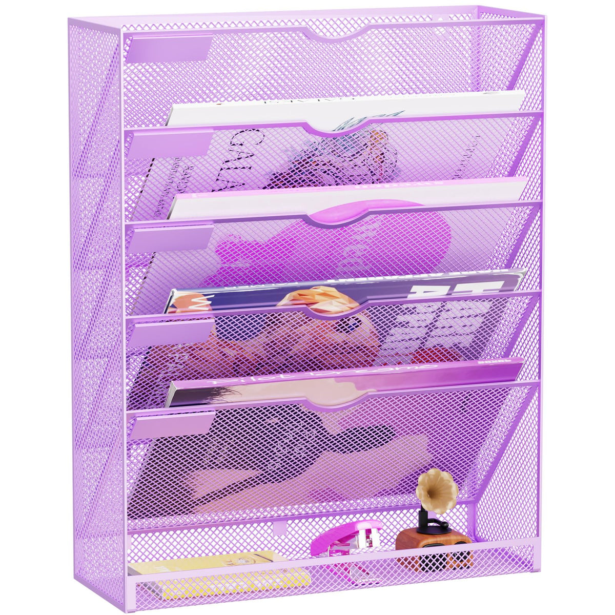 GDINDINFAN Hanging Wall File Organizer 6 Tier Wall Mounted Mail Paper Folder Holder Document