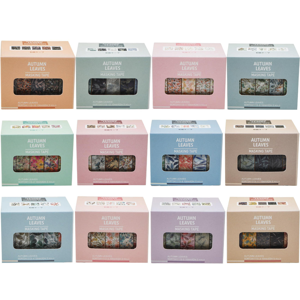 YUBX Flowers Washi Tape Set 60 Rolls Leaves Patterns Decorative Skinny Fall Masking Tapes for Arts