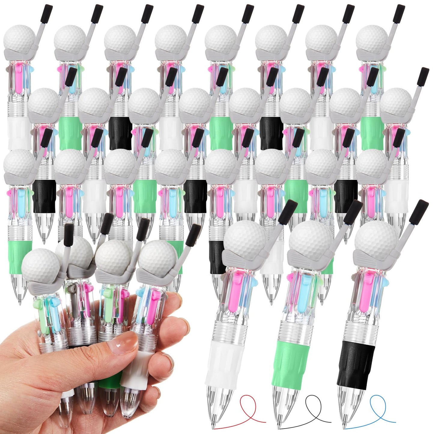 Kosiz 24 Pack Golf Party Favors Multicolor 4 in 1 0.5mm Ballpoint Pen