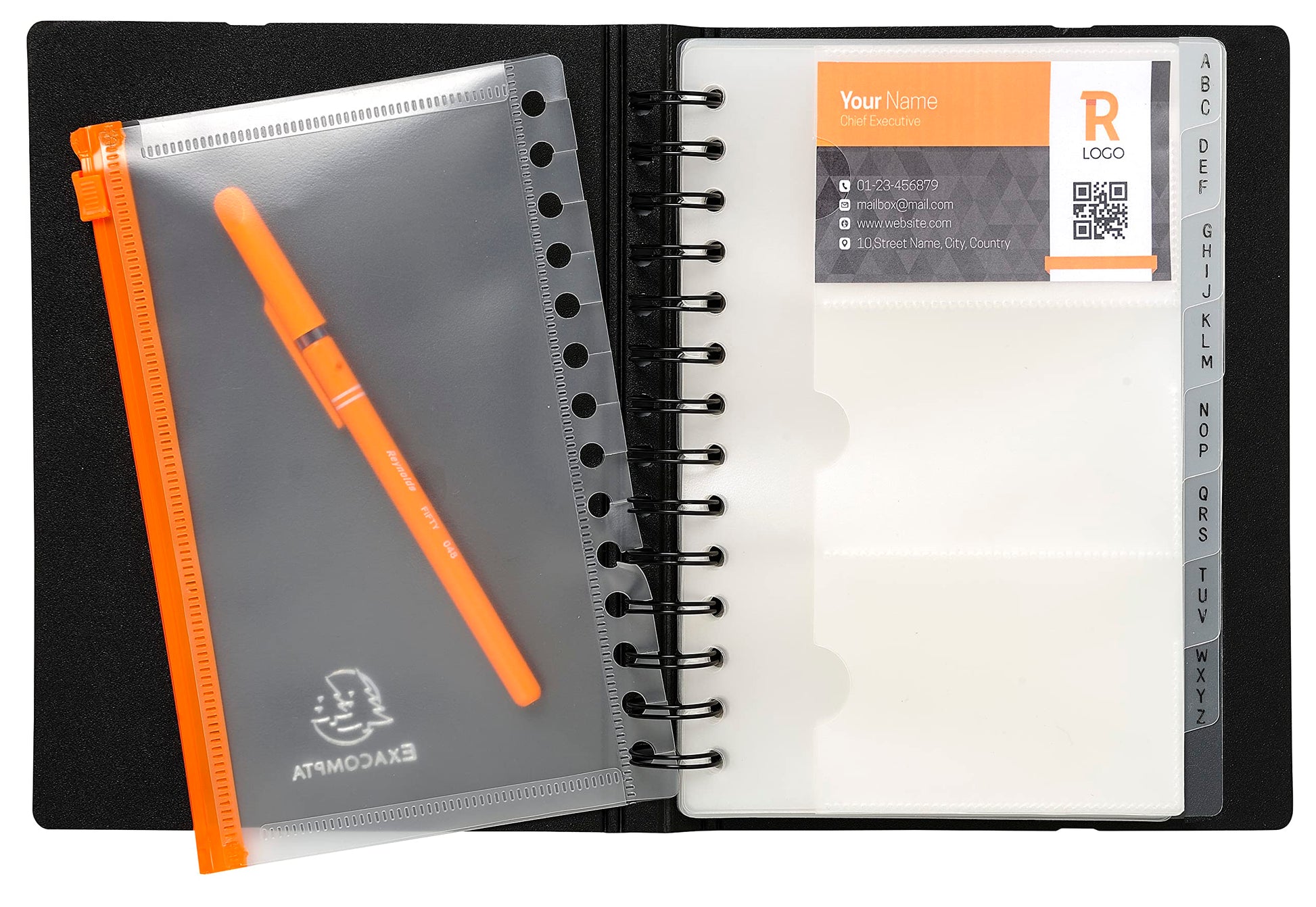 Exacompta - Ref 75034E - Exactive - Exacard Business Card Holder - 20 x 14.5 cm in Size, Holds Up