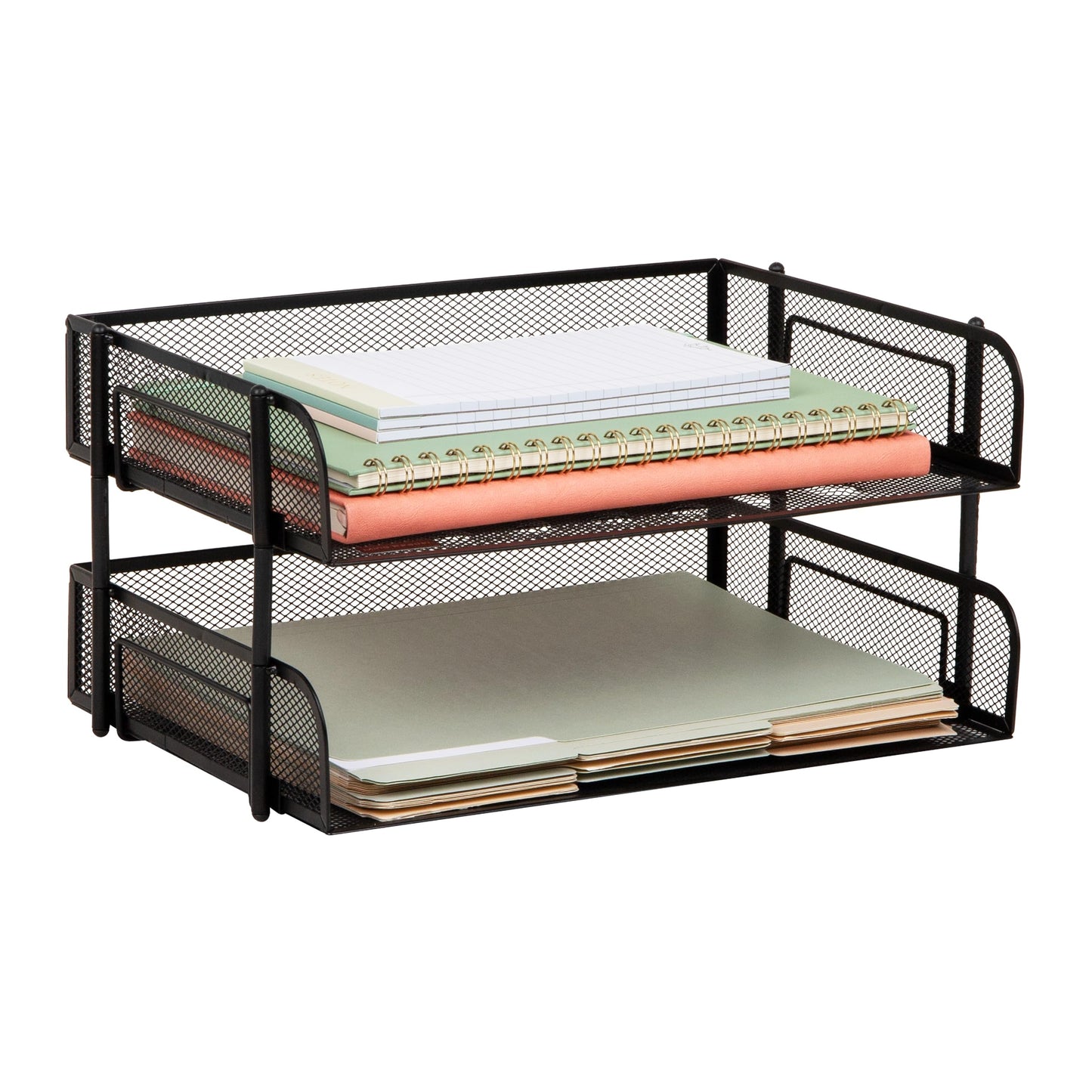 Mind Reader 2-Tier Stackable Paper Tray, Desktop Organizer for Letter-Size Documents, Office File
