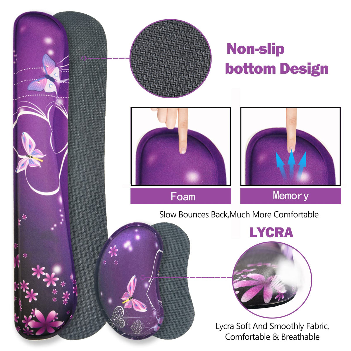 ARTSO Large Gaming Mouse Pad, Keyboard Wrist Rest Pad & Wrist Support Mousepad Set, Stitched Edge