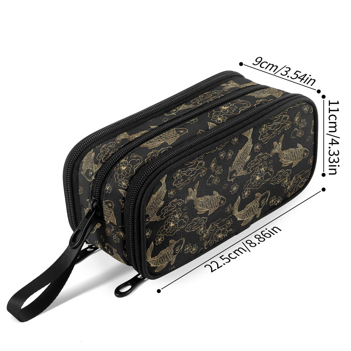 Fustylead Koi Fish Pencil Pen Case Stationery Bag, 3 Compartments School College Office Desk