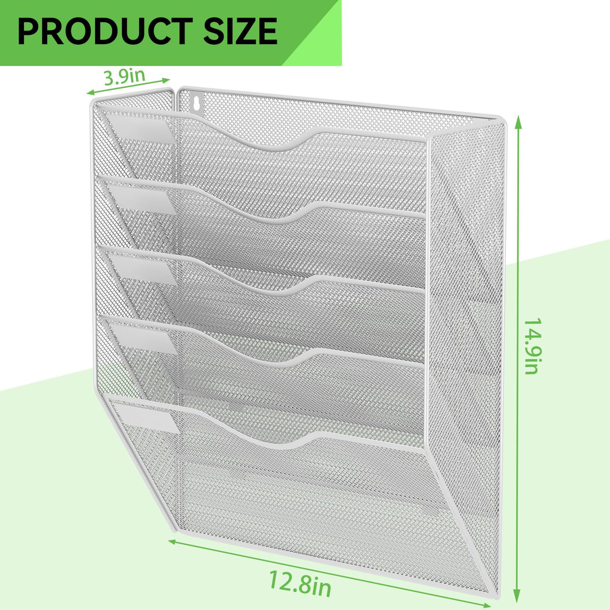 GDINDINFAN 5 Pockets Hanging Wall File Organizer Mail Holder, Wall Mounted Paper Document Folder