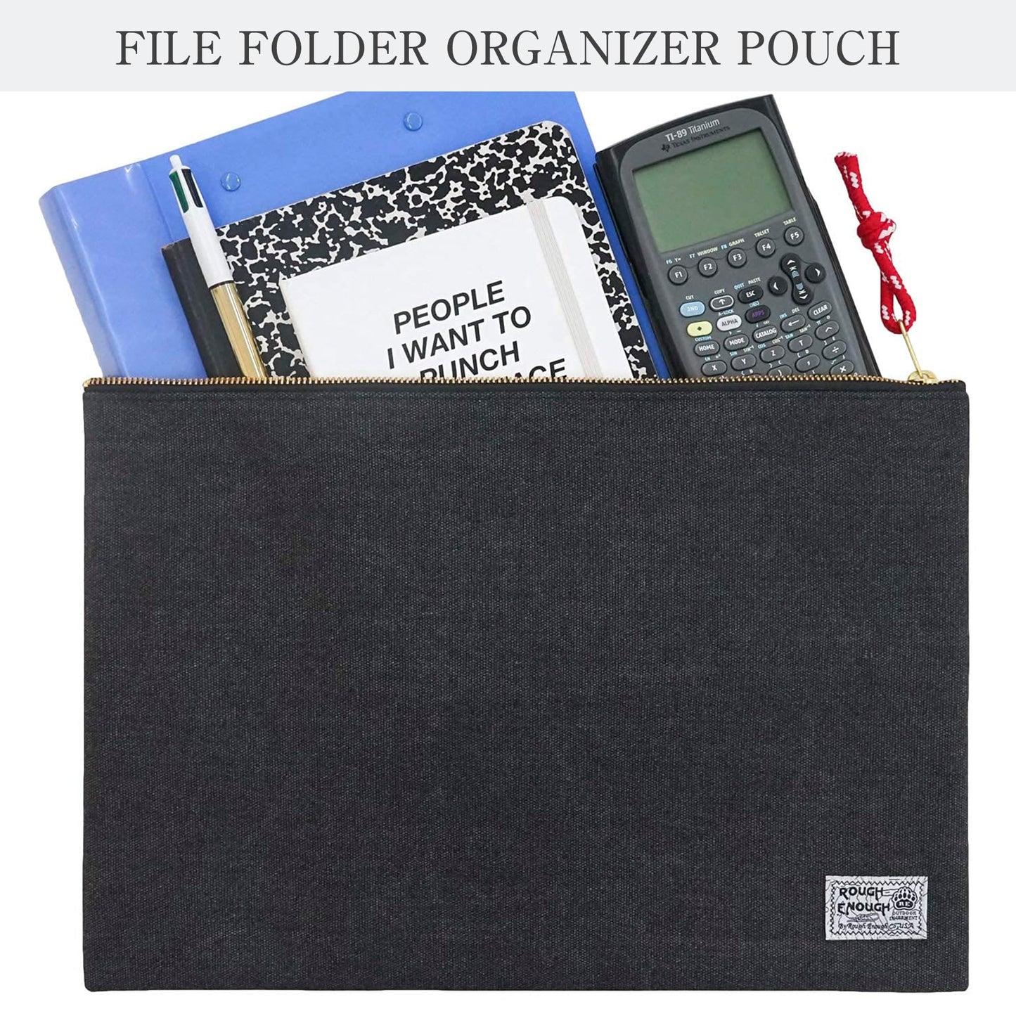 Rough Enough Important Document Storage, File Folder Organizer Pouch Black