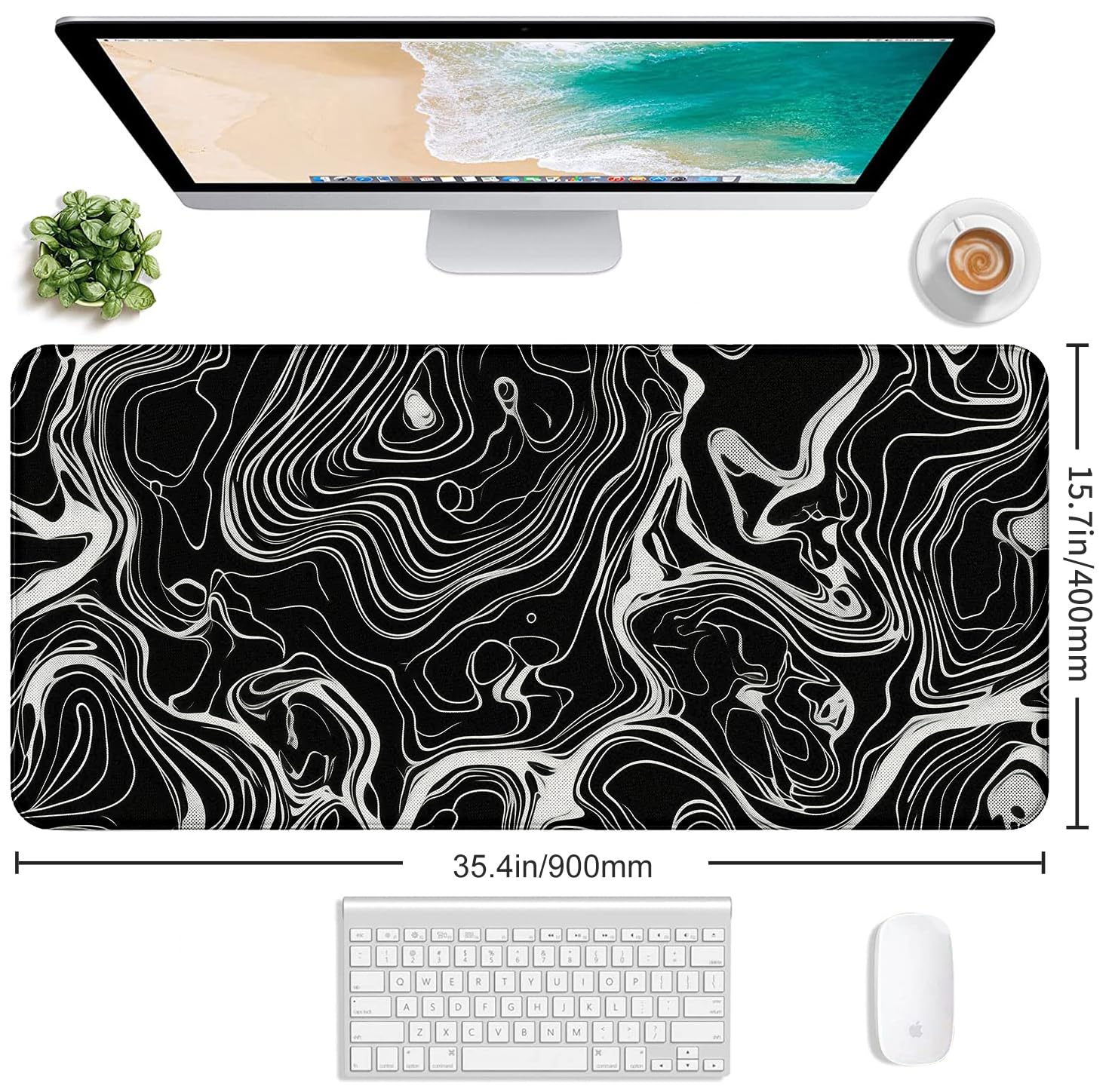 Marble Patterned XL Gaming Mouse Pad, Suitable for Office and Study Mouse Pads