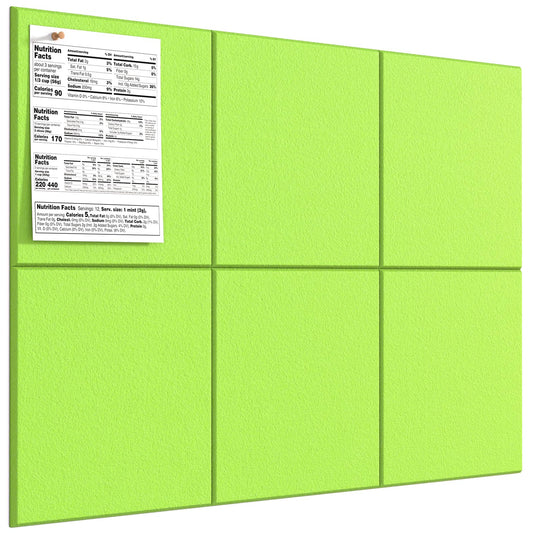 MaxGear Large Cork Board for Wall 36" x 24", Fruit Green Bulletin Board, 6 Pack Felt Wall Tiles