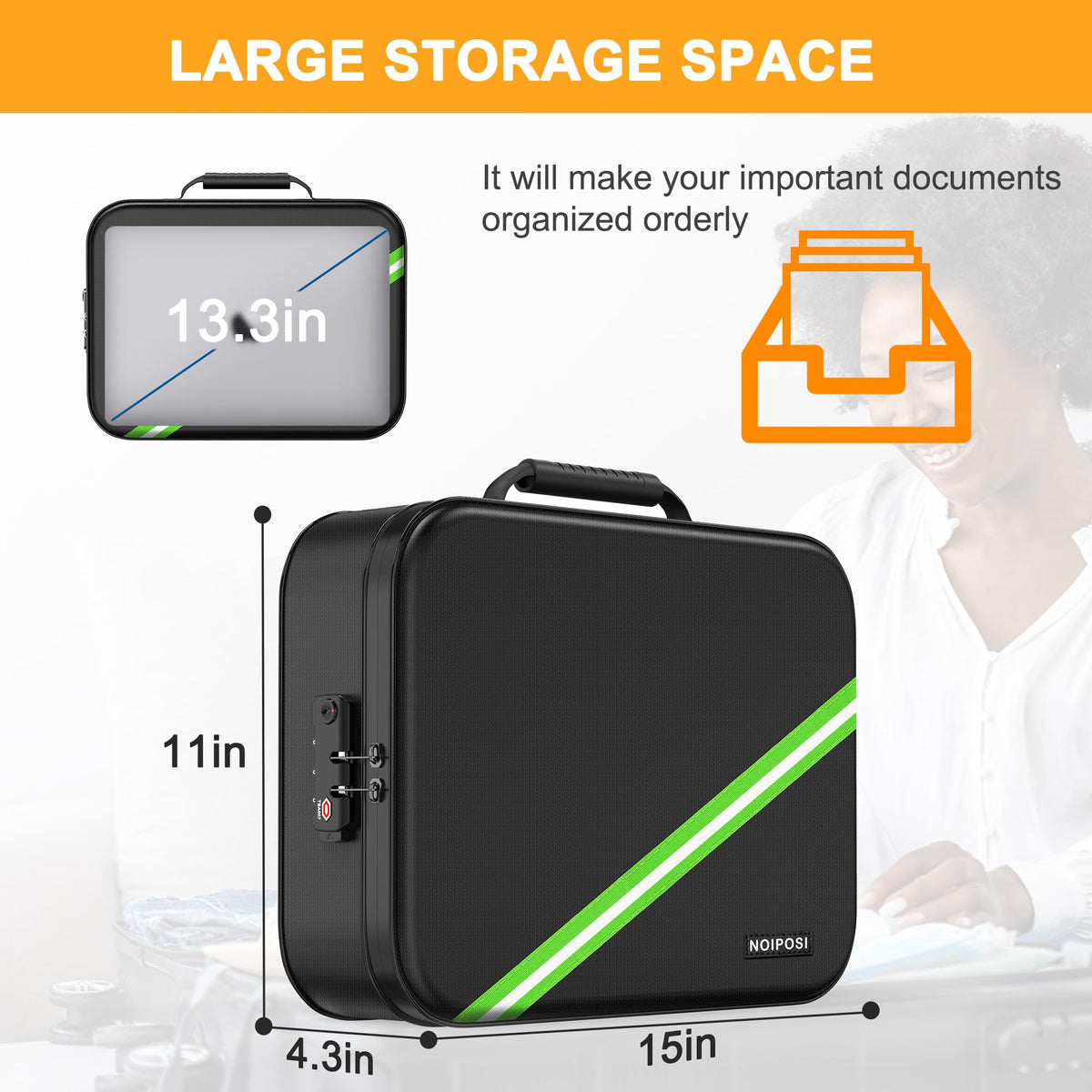 Noiposi 5200℉ Fireproof Document Box with Lock 8-Layer