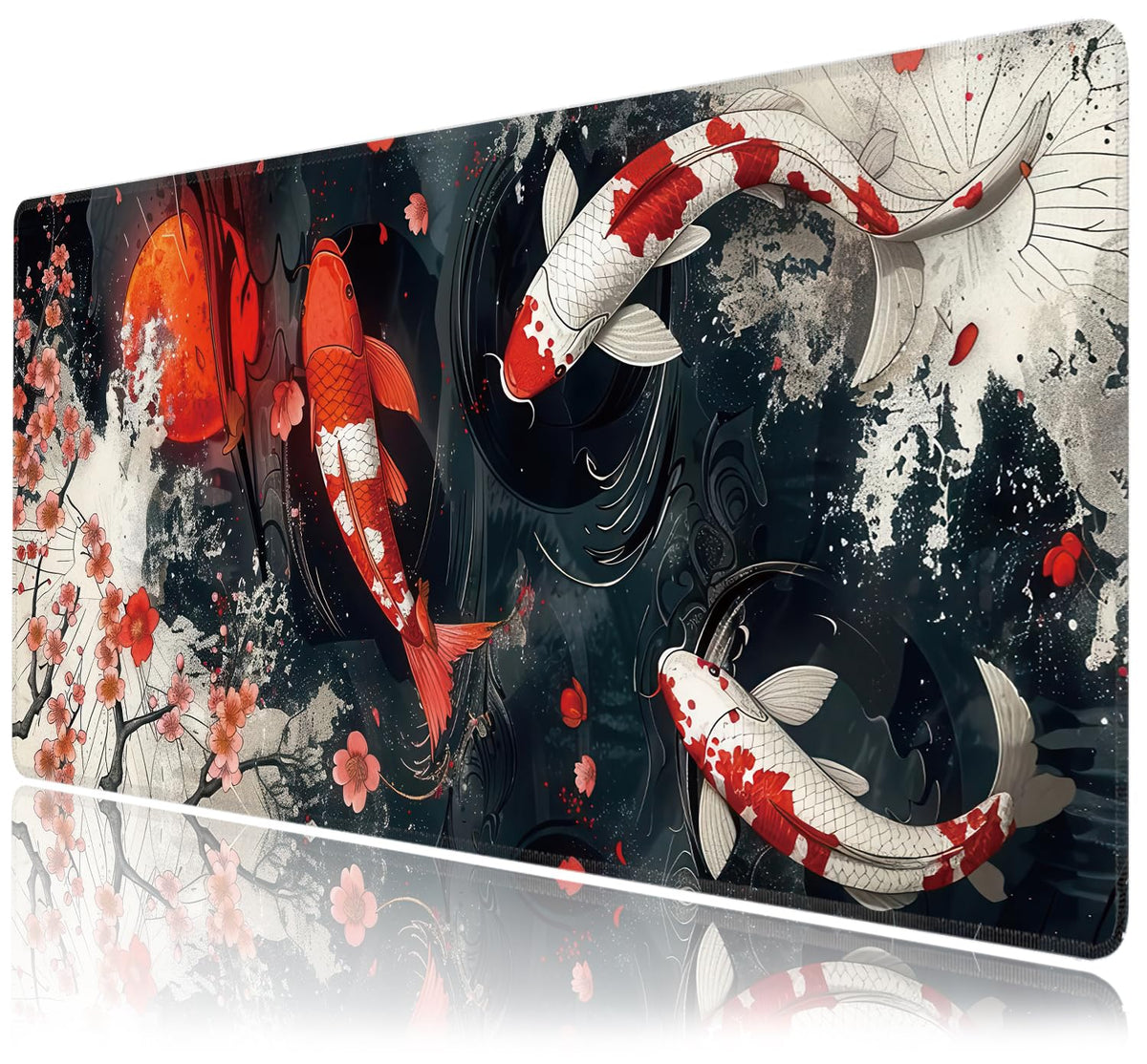 Koi Fish Large Mouse Pad,Gaming Keyboard Desk Pad,Extended Mouse Mat Non-Slip Rubber Base with