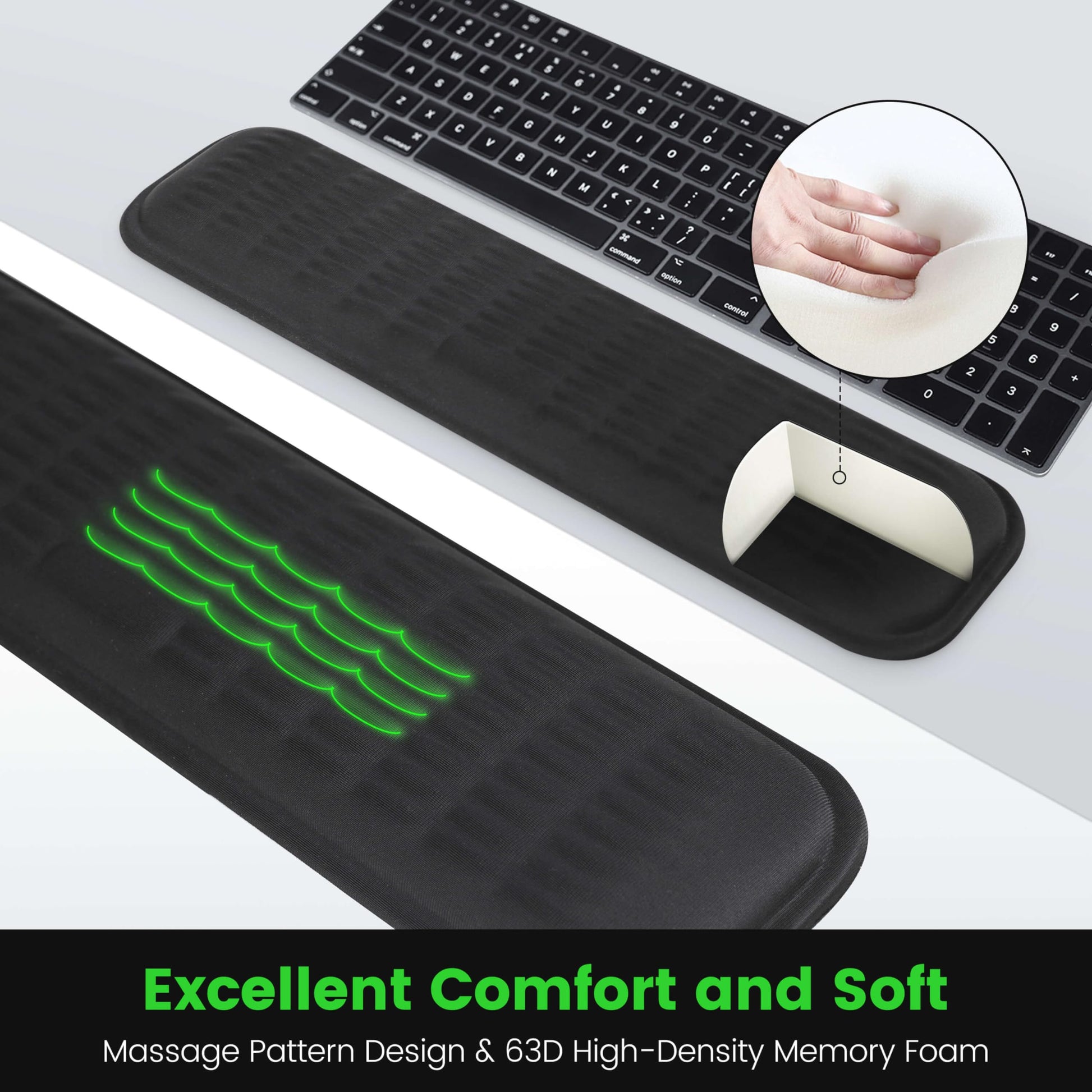 MEKASS Keyboard Wrist Rest - Soft Memory Foam Wrist Support for Long Hours of Work, Gaming