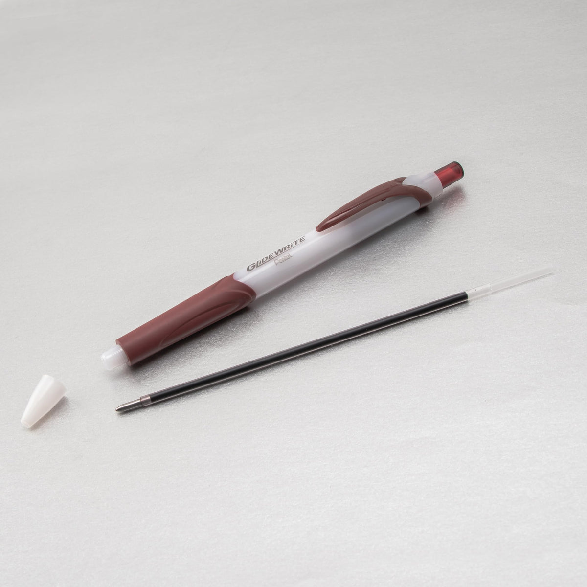 Pentel GlideWrite Ballpoint Pen with TechniFlo Ink, (1.0mm) Medium Line, Brown Ink, Box of 12