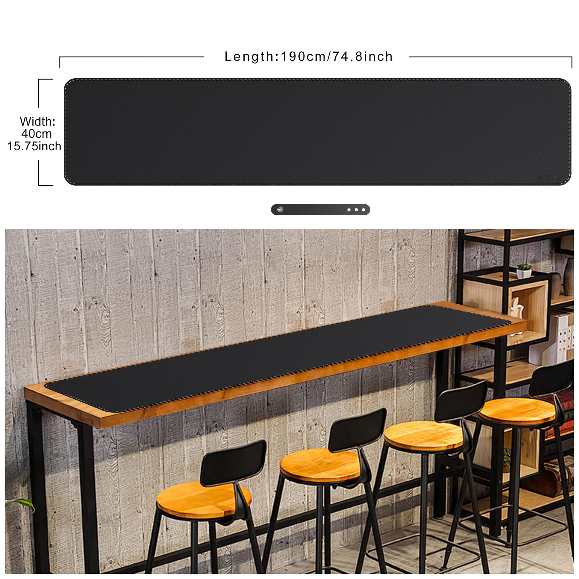 Mydours PU Leather Desk Mat 74.8"x15.7", XXL Large Gaming Mouse Mat, Black