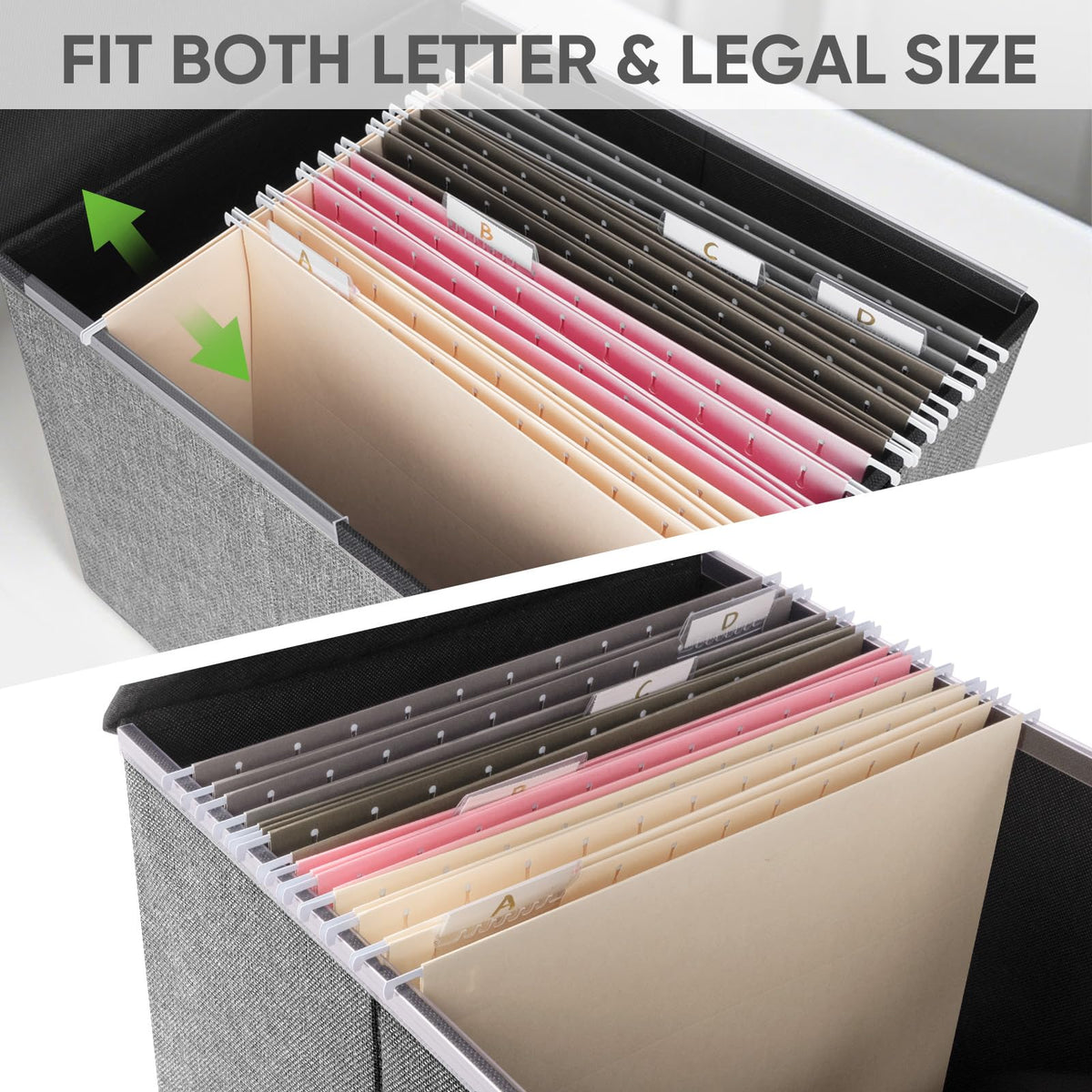 BALEINE File Organizer Box with Lid, Collapsible Hanging File Storage Box