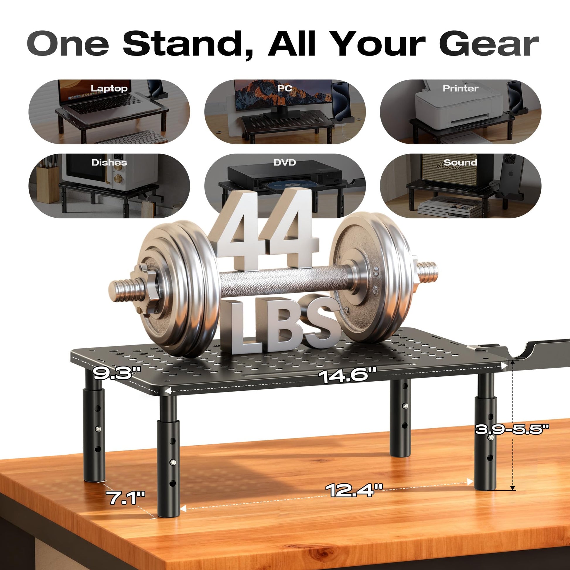 Canyora Computer Monitor Stand Riser for Desk, 3 Height Adjustable PC Laptop TV Desktop Monitor