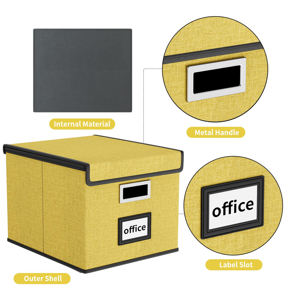 Huolewa File Organizer Box with Lids, Collapsible File Folder Organizer