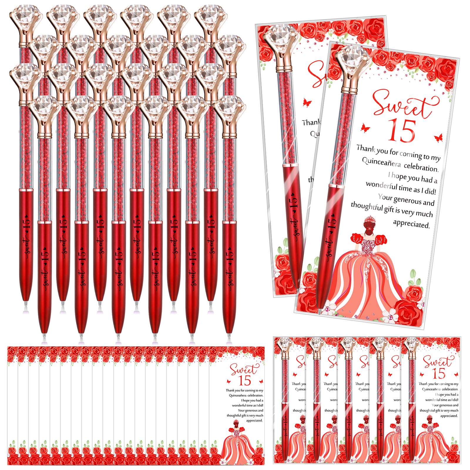 Sayglossy 50 Set Quinceanera Party Favor Sweet Gift, 15th, Red