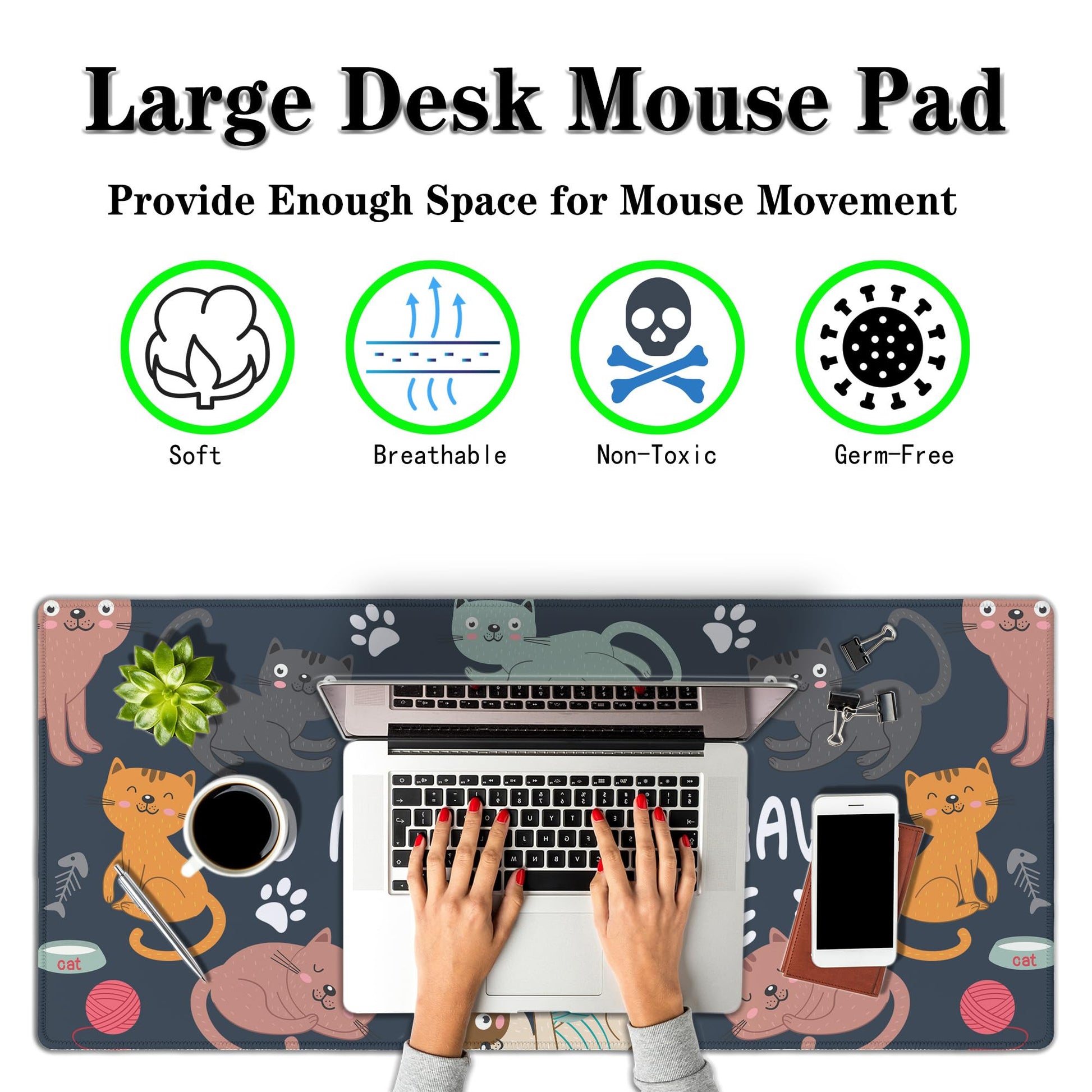 Samgula Full Size Mouse Pad Funny Cat Cute Gaming Mouse Pad Extra Large Mouse Pads Computer Mat