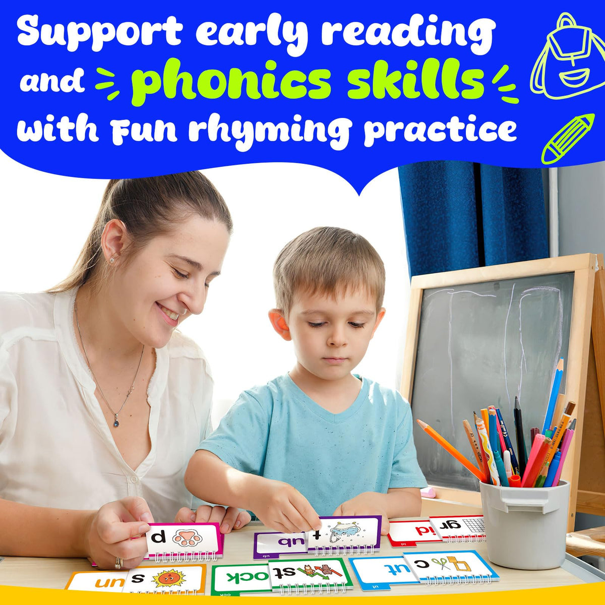 Zazopup 30 Read and Rhyme Flip Books,Word Family Build Book,Learn to Read Phonics Flash Cards,Sight
