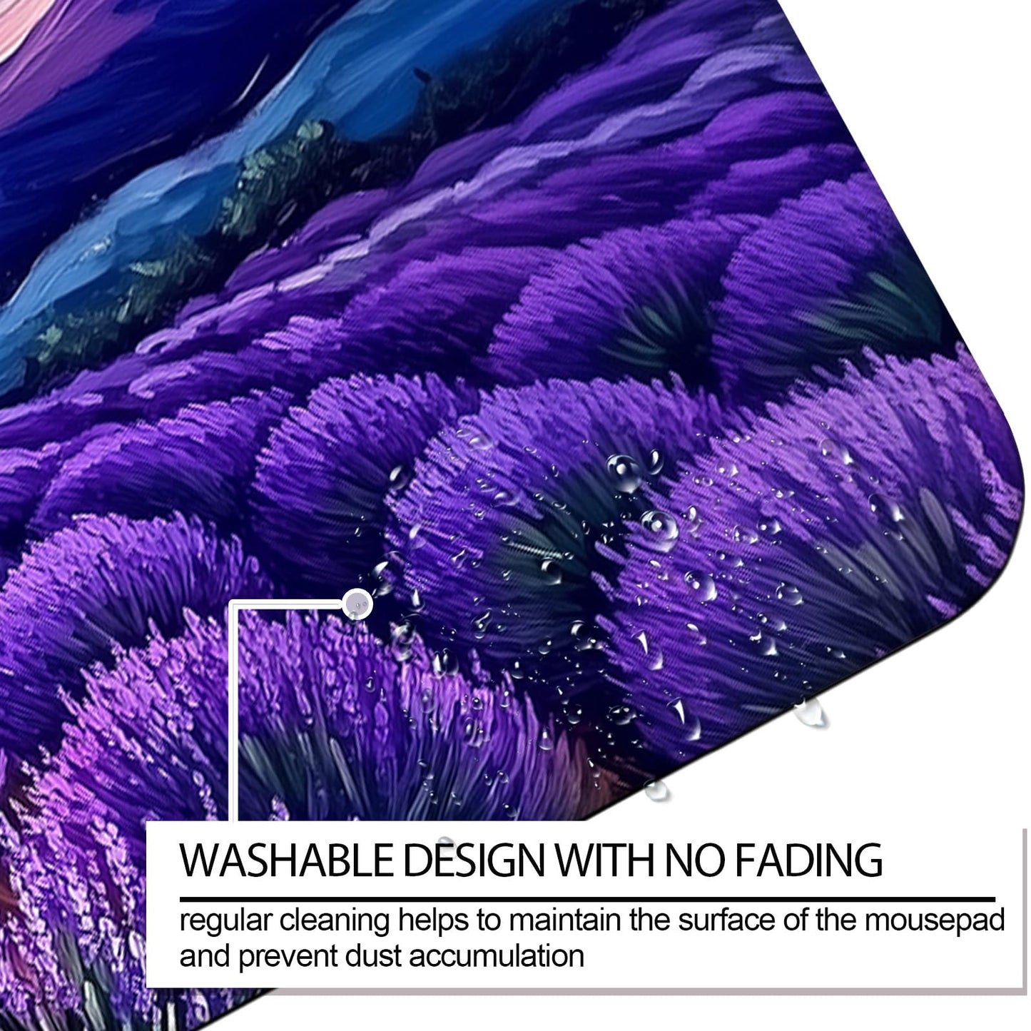 JIANG100 Starry Night Lavender Field Gaming Desk Mat & Extended Mouse Pad