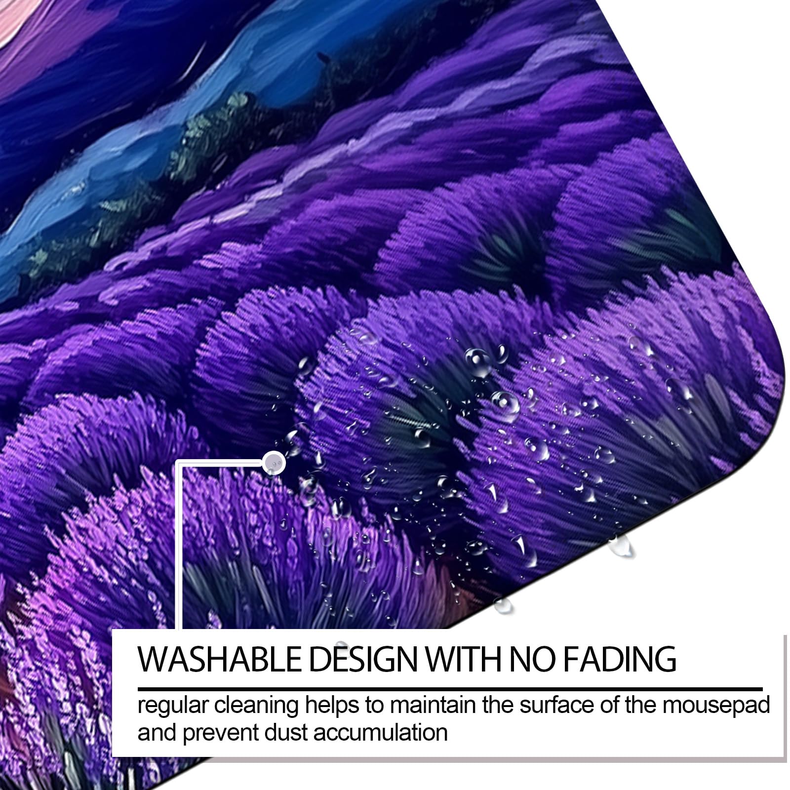 JIANG100 Starry Night Lavender Field Gaming Desk Mat & Extended Mouse Pad
