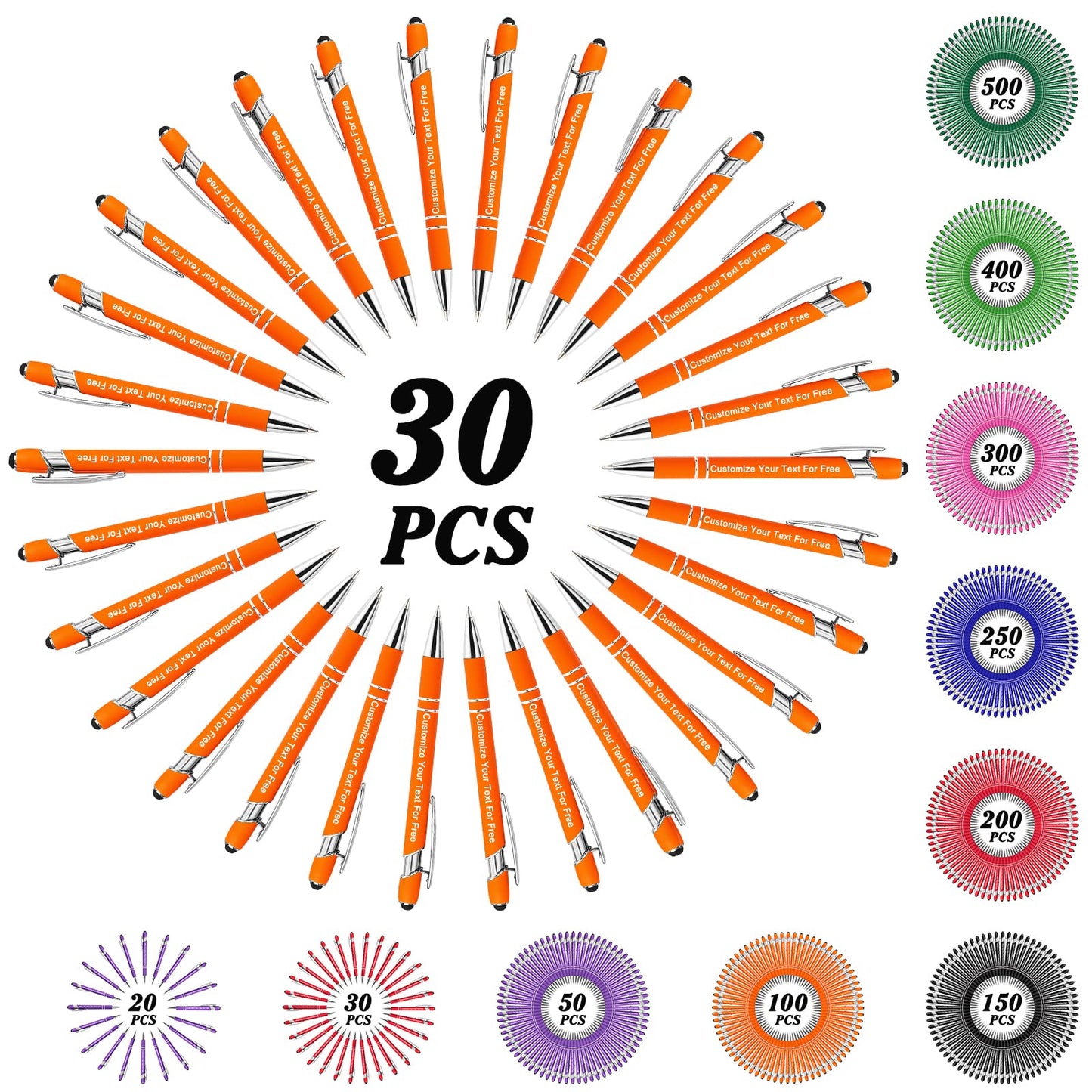 Max 500 Pcs Personalized Pens Bulk, Custom Pens with Free Engraving, Customized Stylus Tip