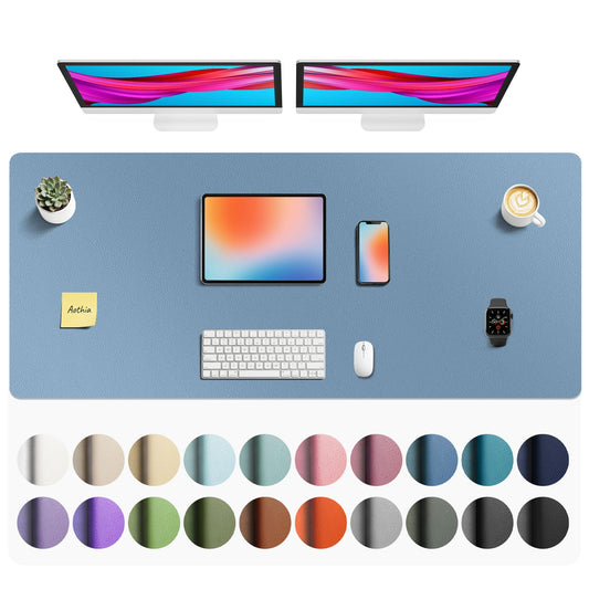 Aothia Faux Leather Desk Mat - Non-Slip PU Leather Desk Blotter, Waterproof Writing Surface, Large