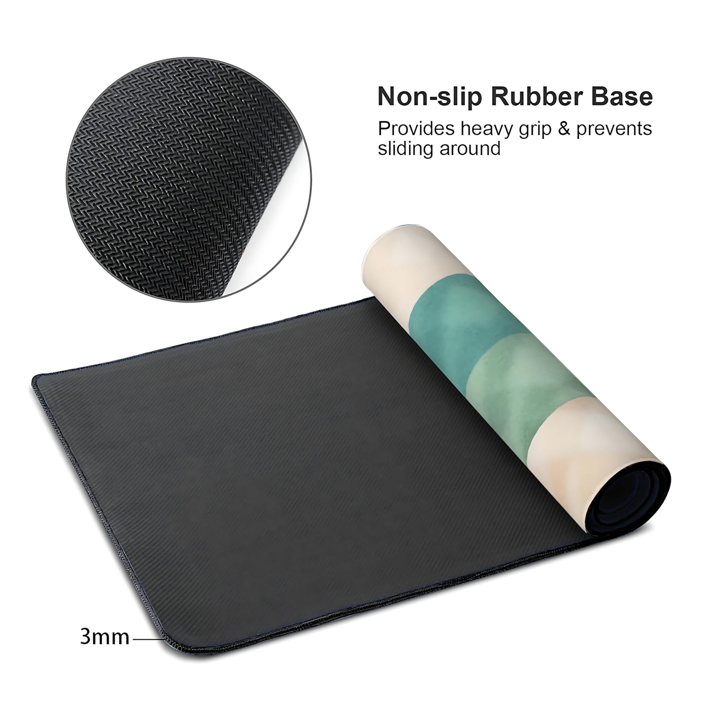 Cute Aesthetic Checkered Gaming Mouse Pad, Pastel Boho Desk Mat with Anti-Slip Base & Stitched