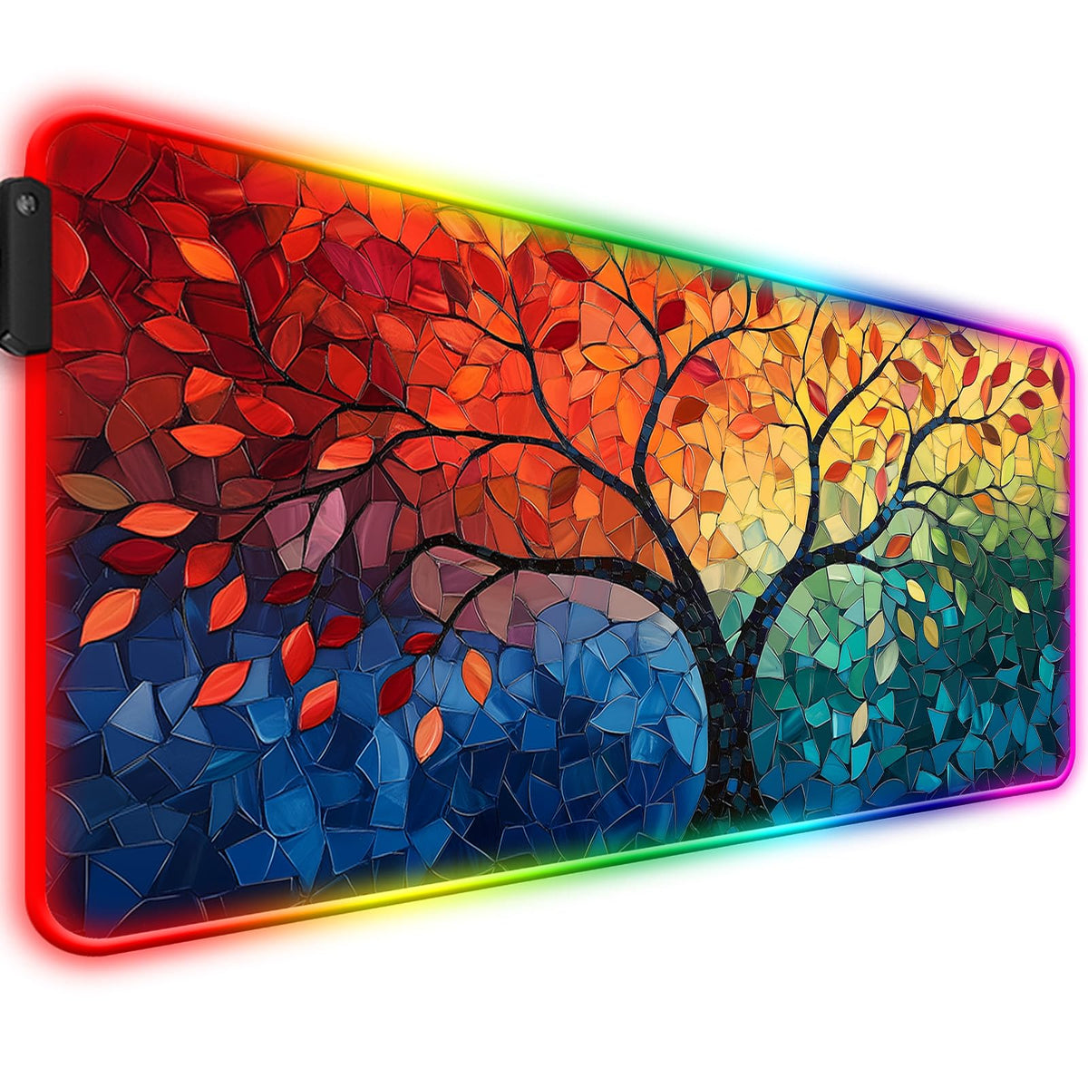 JIANG100 RGB Tree of Life Gaming Desk Mat & Fantasy Abstract Mouse Pad, XL