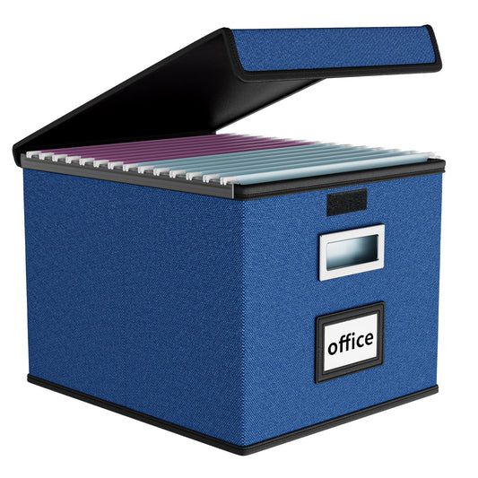 Huolewa File Organizer Box with Lids, Collapsible File Folder Organizer