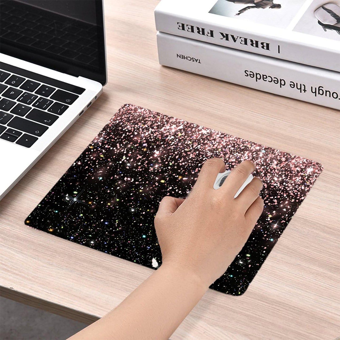 Black Mousepad Bling Diamond Glitter Sparkle Rose Gold Mouse pad Black Mouse Pad, Bling Desk