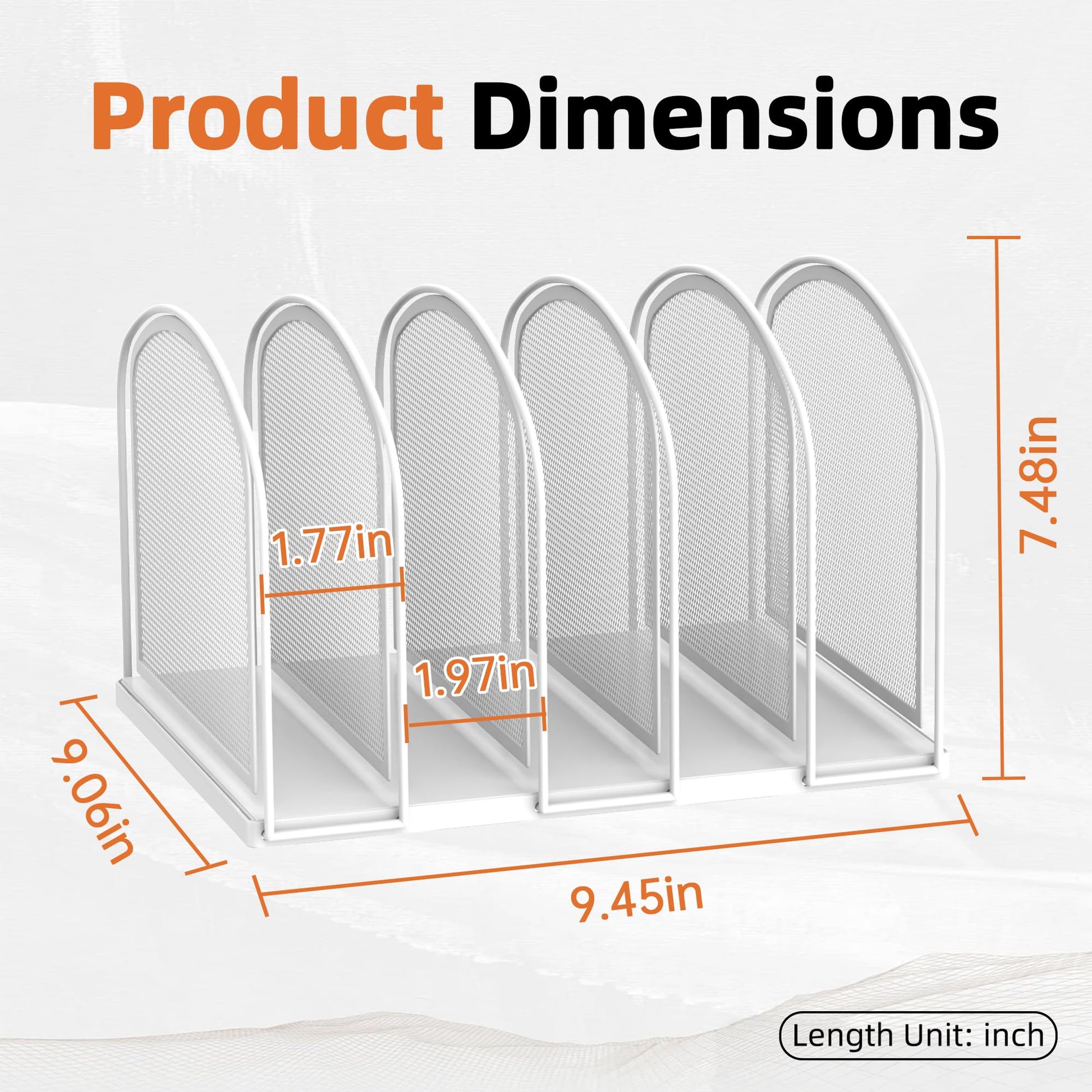 SUPEASY 5-Section Vertical File Organizer, Mesh Desk Organizer, White
