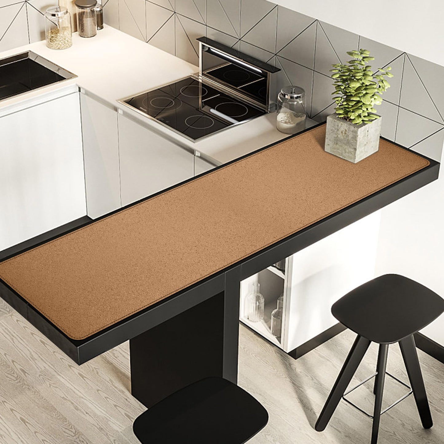 MAIDERN 63”x 15.7” Leather Desk Pad XXL, Large Desk Mat, Cork & Leather Large Mouse pad for Desk