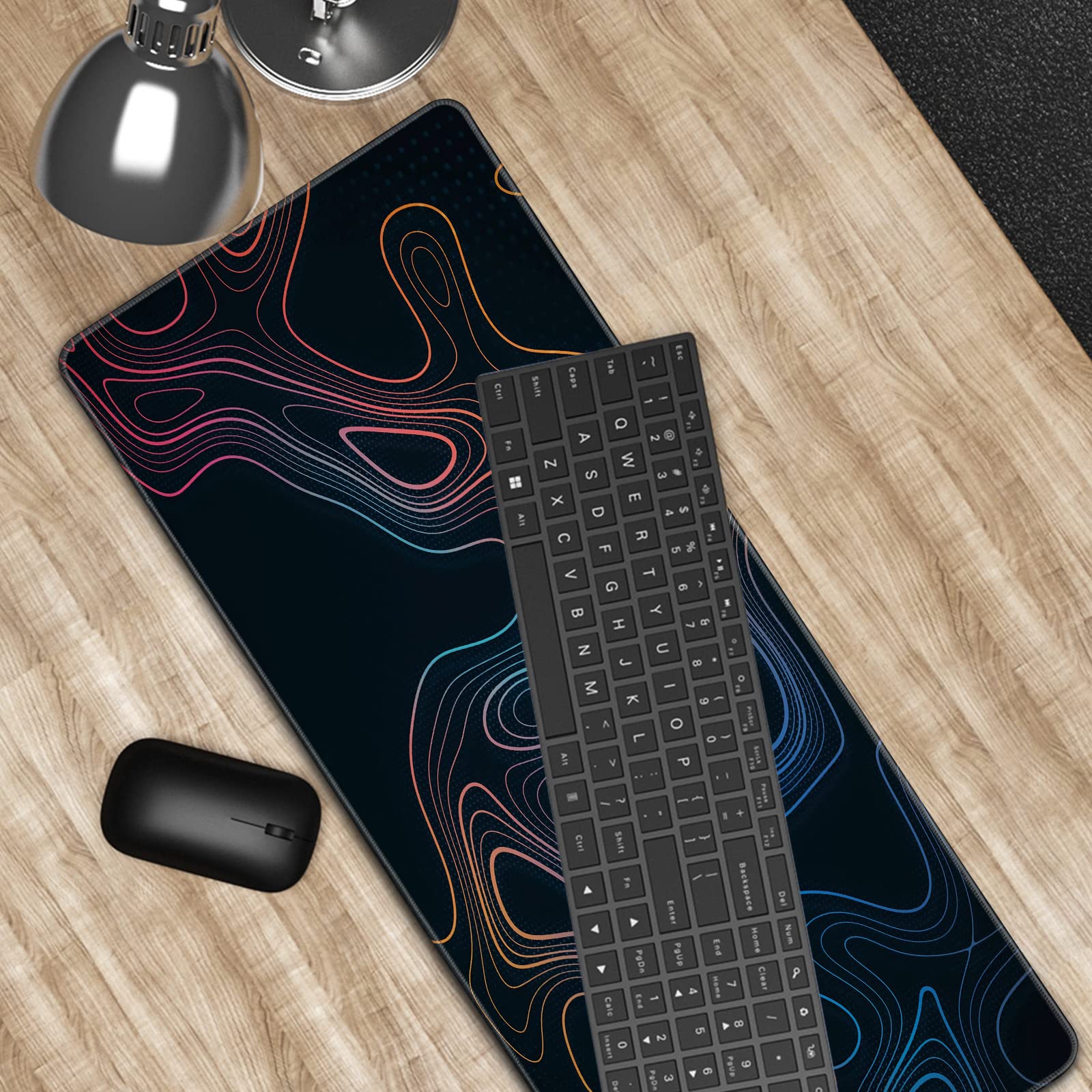 Topographic Contour Map XL Mouse Pad 31.5 x 11.8 Inch Gaming Mousepad Extended Large Mousepad with