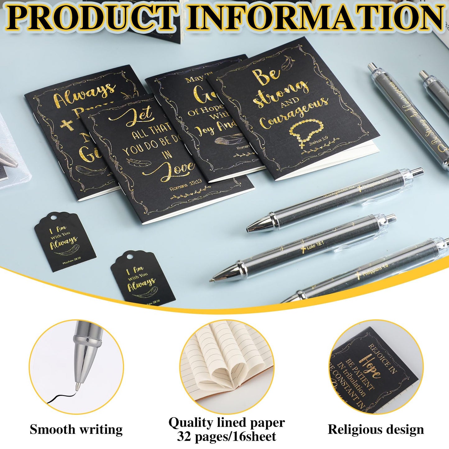 Qeeenar 200 Pcs Christian Gift Bulk Set Bible Verse, Black, Fresh