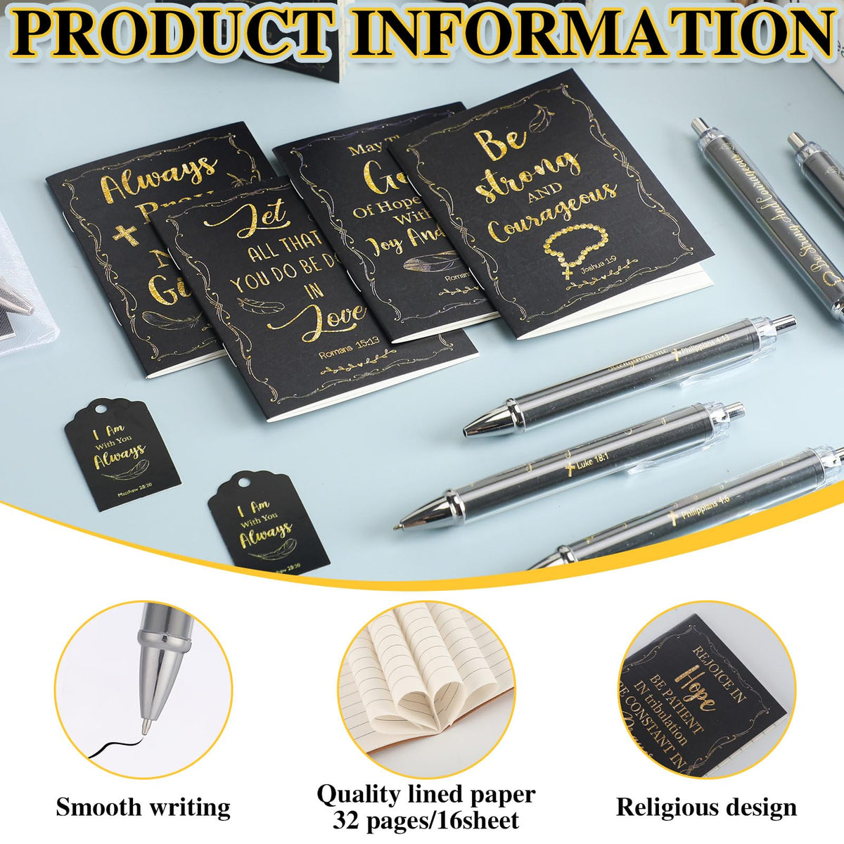 Qeeenar 200 Pcs Christian Gift Bulk Set Bible Verse, Black, Fresh