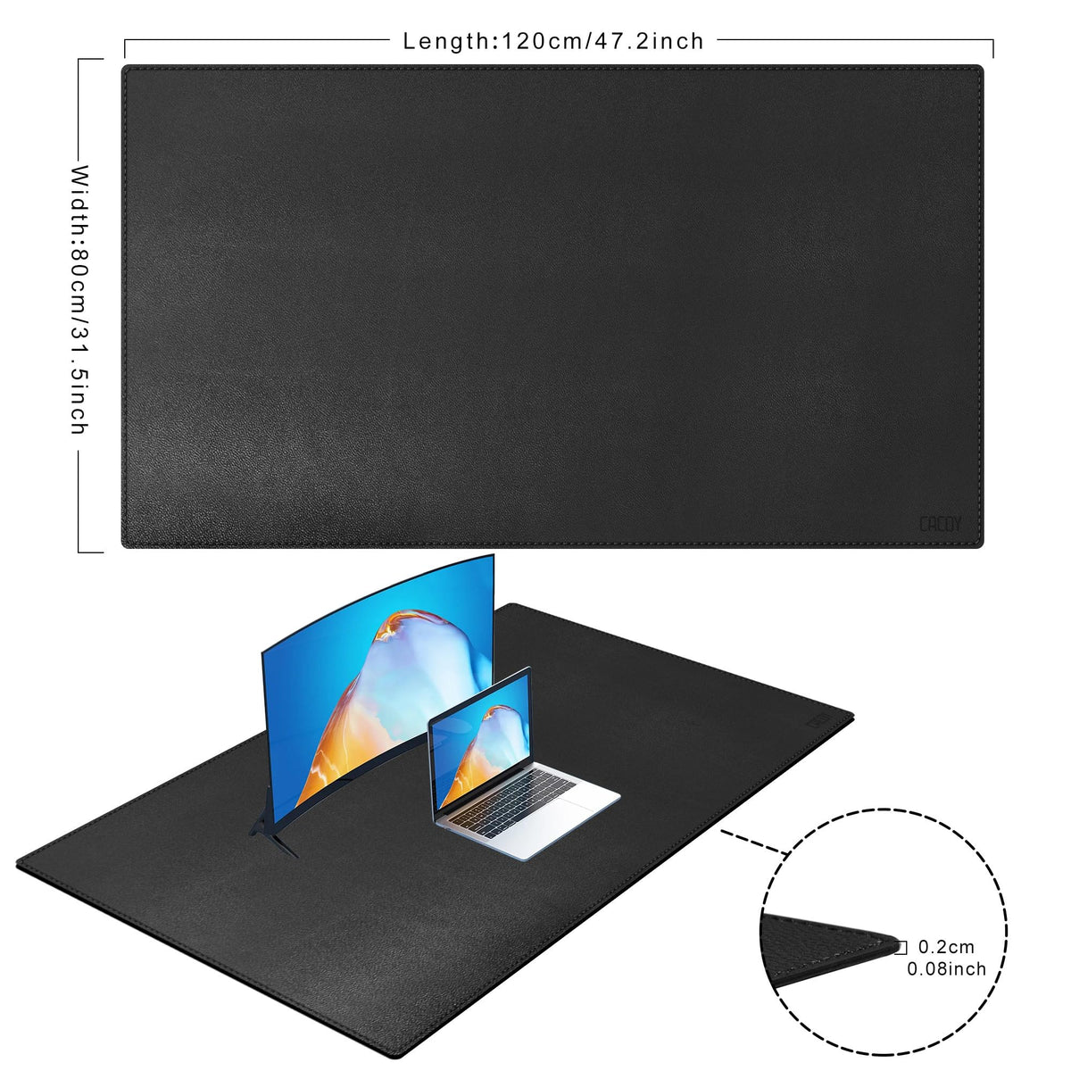 Cacoy 48" x 31.5" Leather Desk Pad, Large Gaming Mouse Pad for Desk, Office Desk Pad Blotter, XXXL