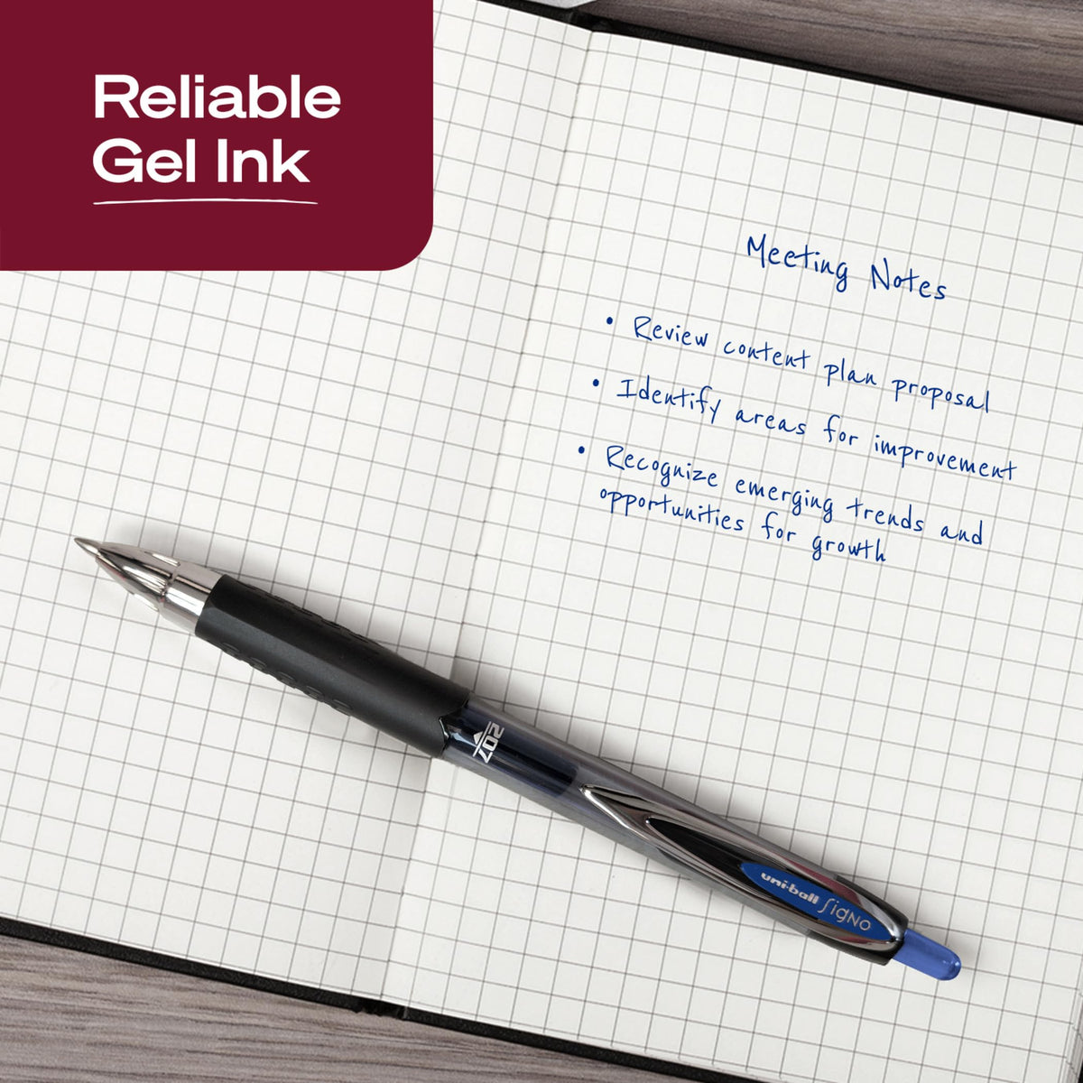 uniball™ 207 Gel Pens, Blue Ink, 0.7mm Medium Point, Retractable, 36 Count