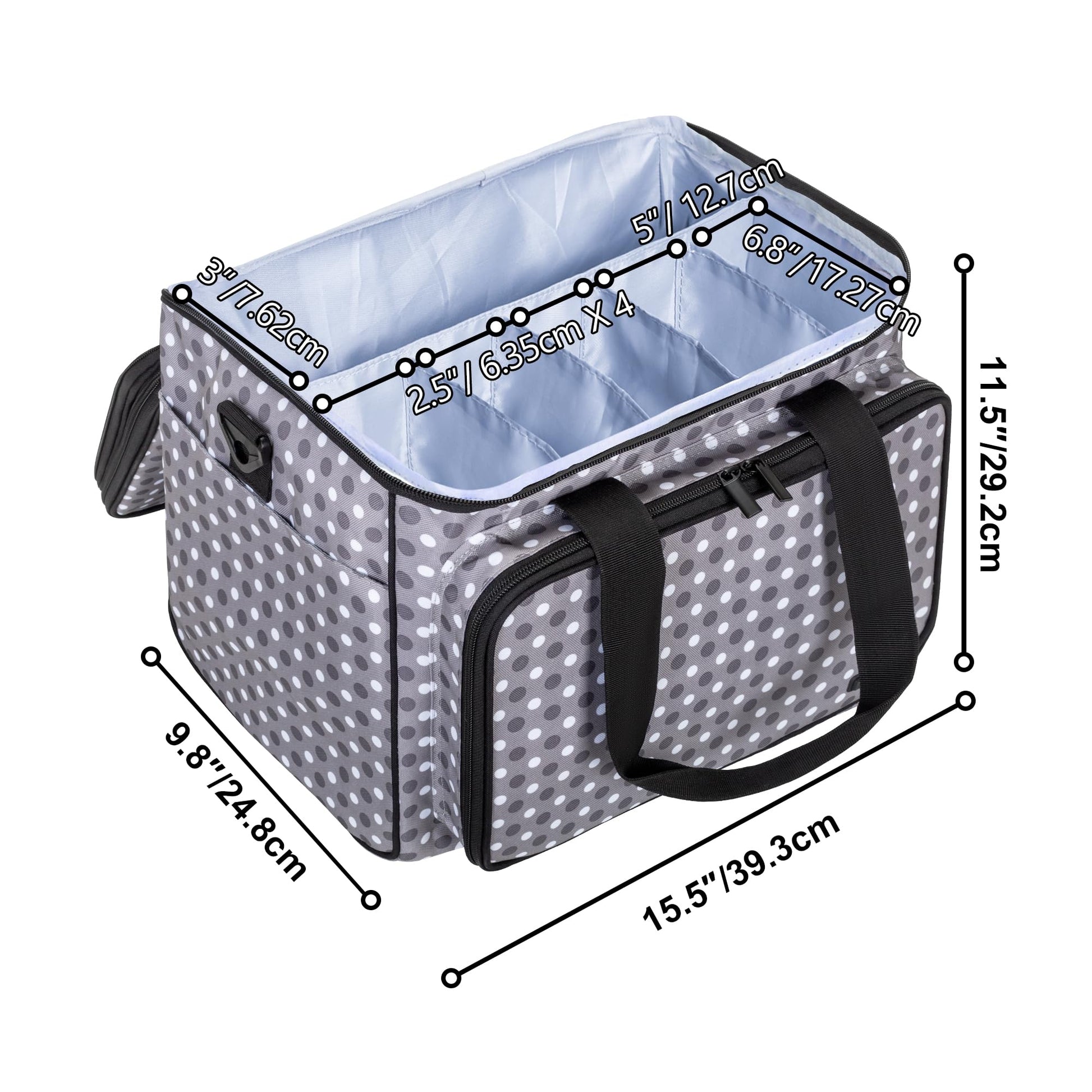 Teamoy Crochet Bag Knitting Bag Yarn Storage Tote, Yarn Organizer, Gray Dot