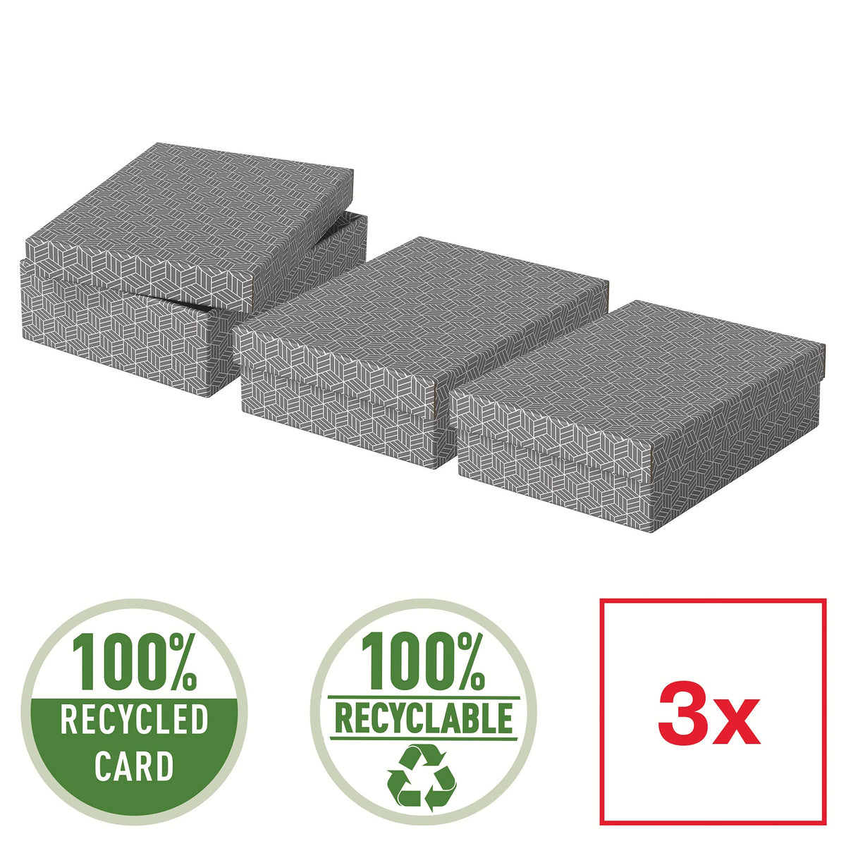 Esselte Medium Storage & Gift Box With Lid, Pack Of 3, Home/Office Storage, Organisation & Gift