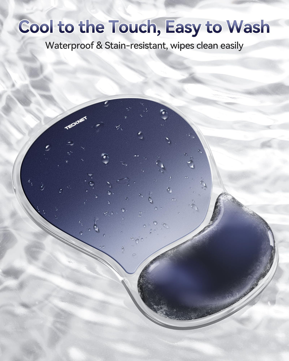 TECKNET Gel Mousepad with Wrist Rest, Ergonomic Mouse Pad, Dark Blue
