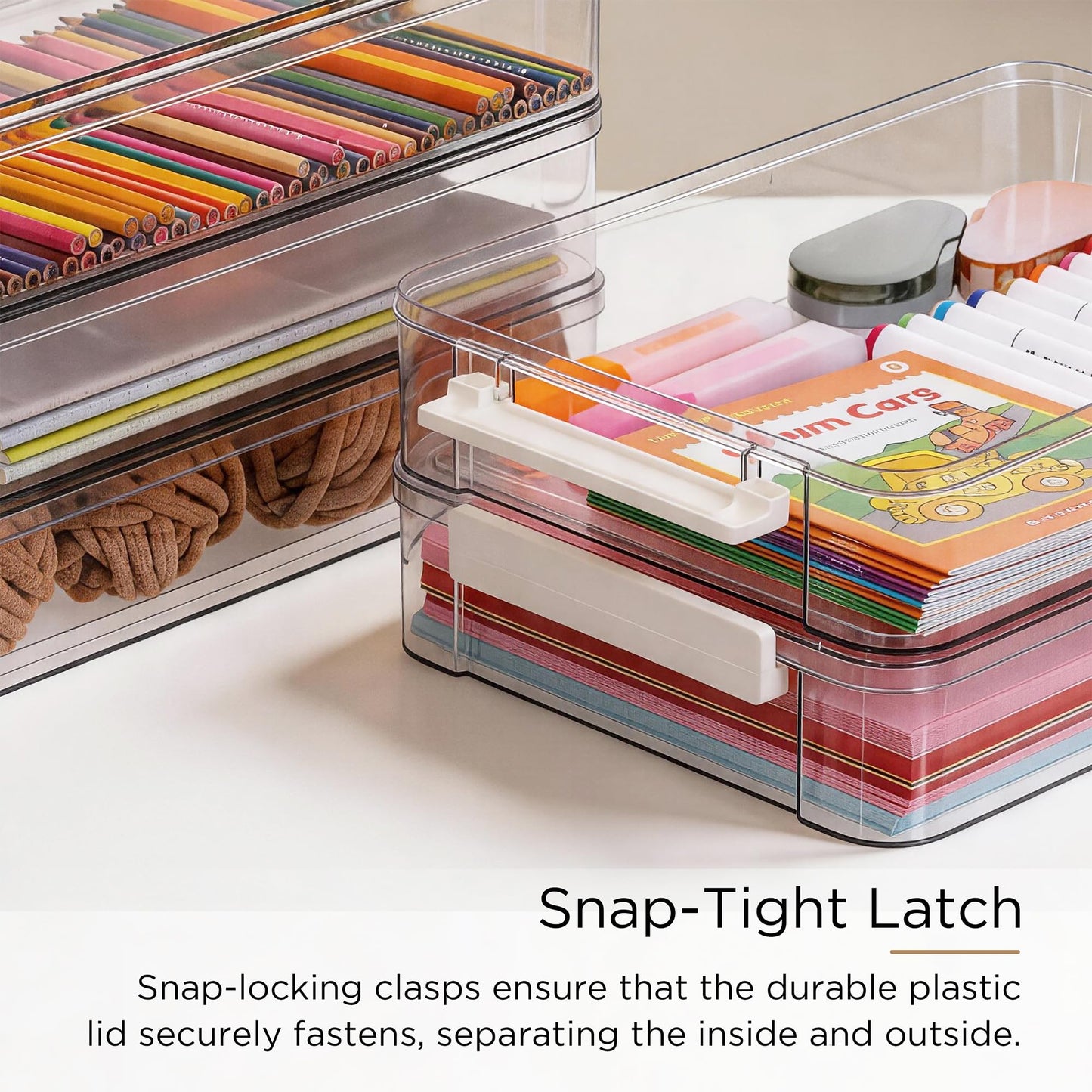 Citylife 5Packs 13''x9''Paper Storage Box with Lids, Clear Organizer