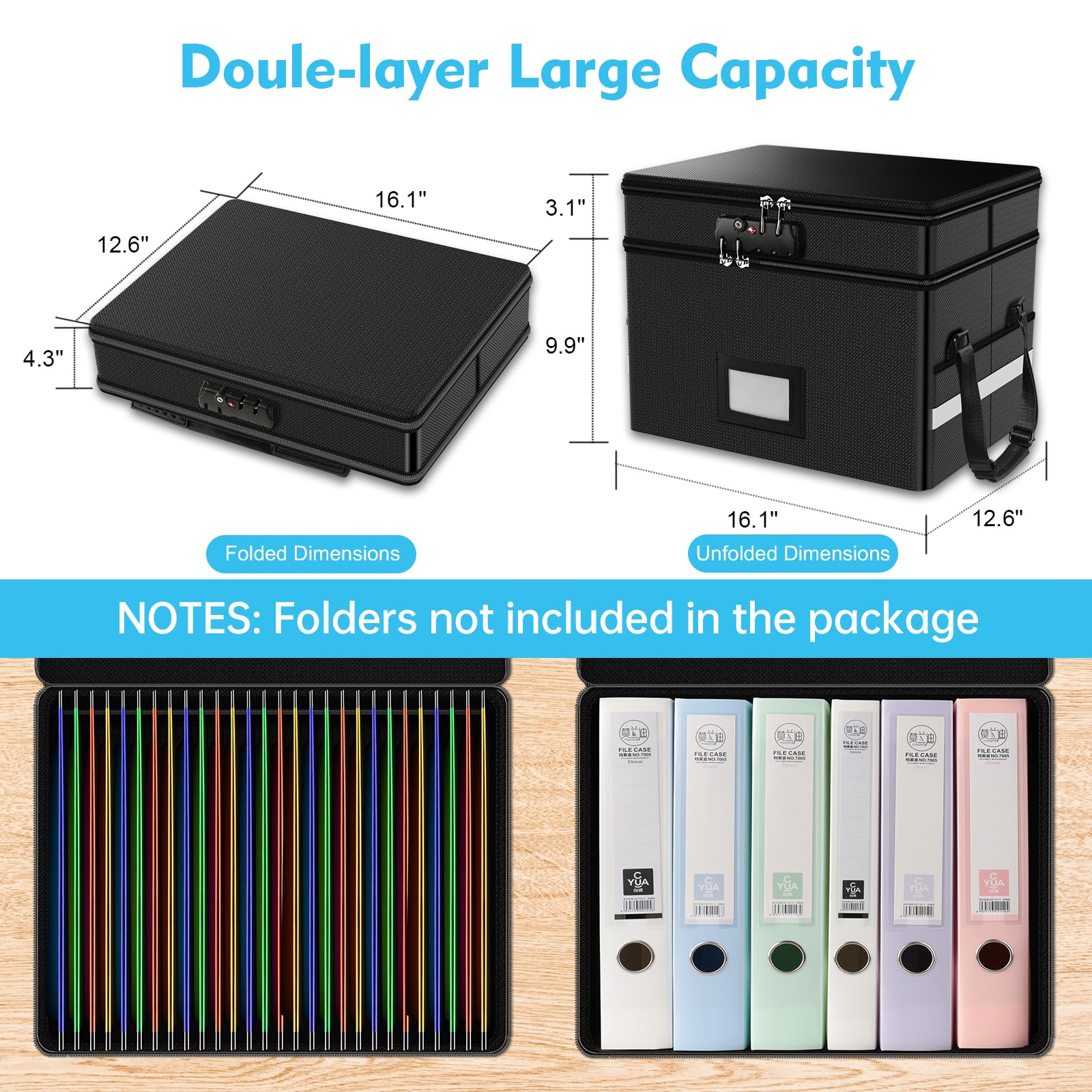 RHM 2 Layer Fireproof Document Box with Lock for Letter/Folder/Certificate