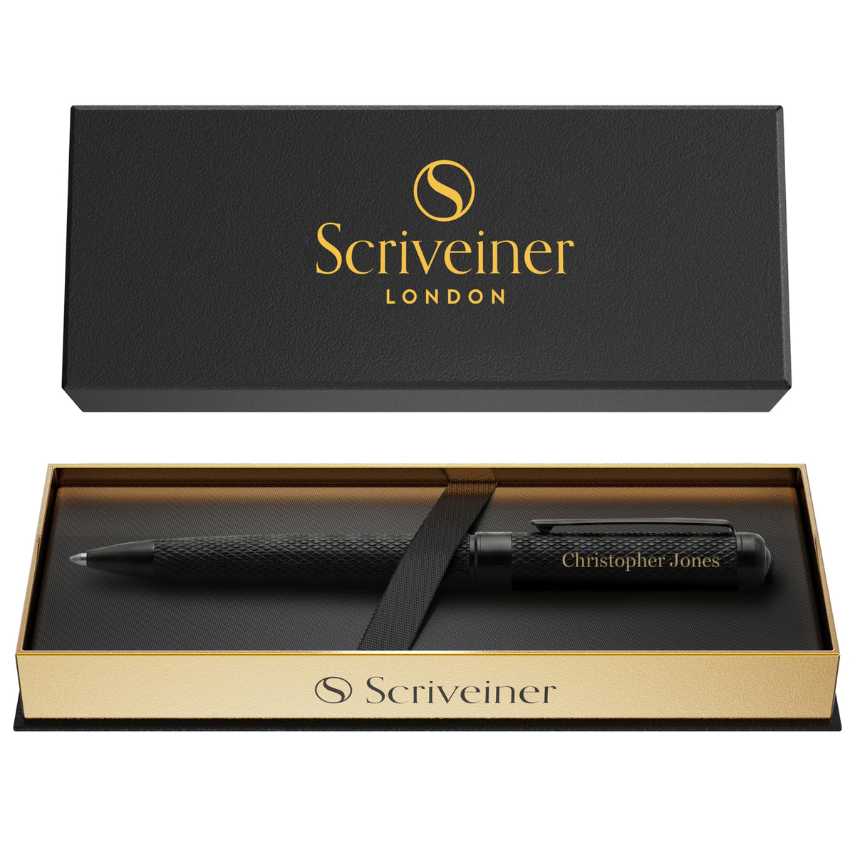Scriveiner All Black Ballpoint Pen -Stunning Luxury All Metal Matt Black Pen, Schmidt Black Refill