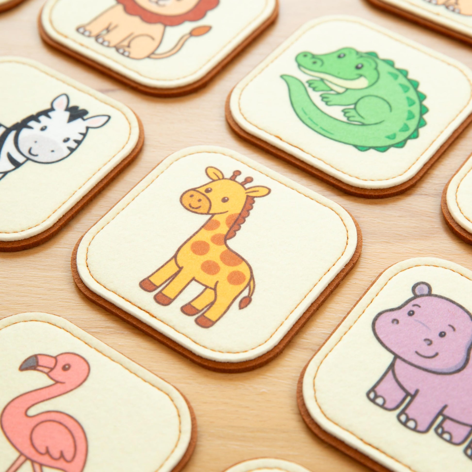 Felt Safari Matching Game for Toddlers – Wild Animal Memory Game & Flash Cards – Soft and Safe for