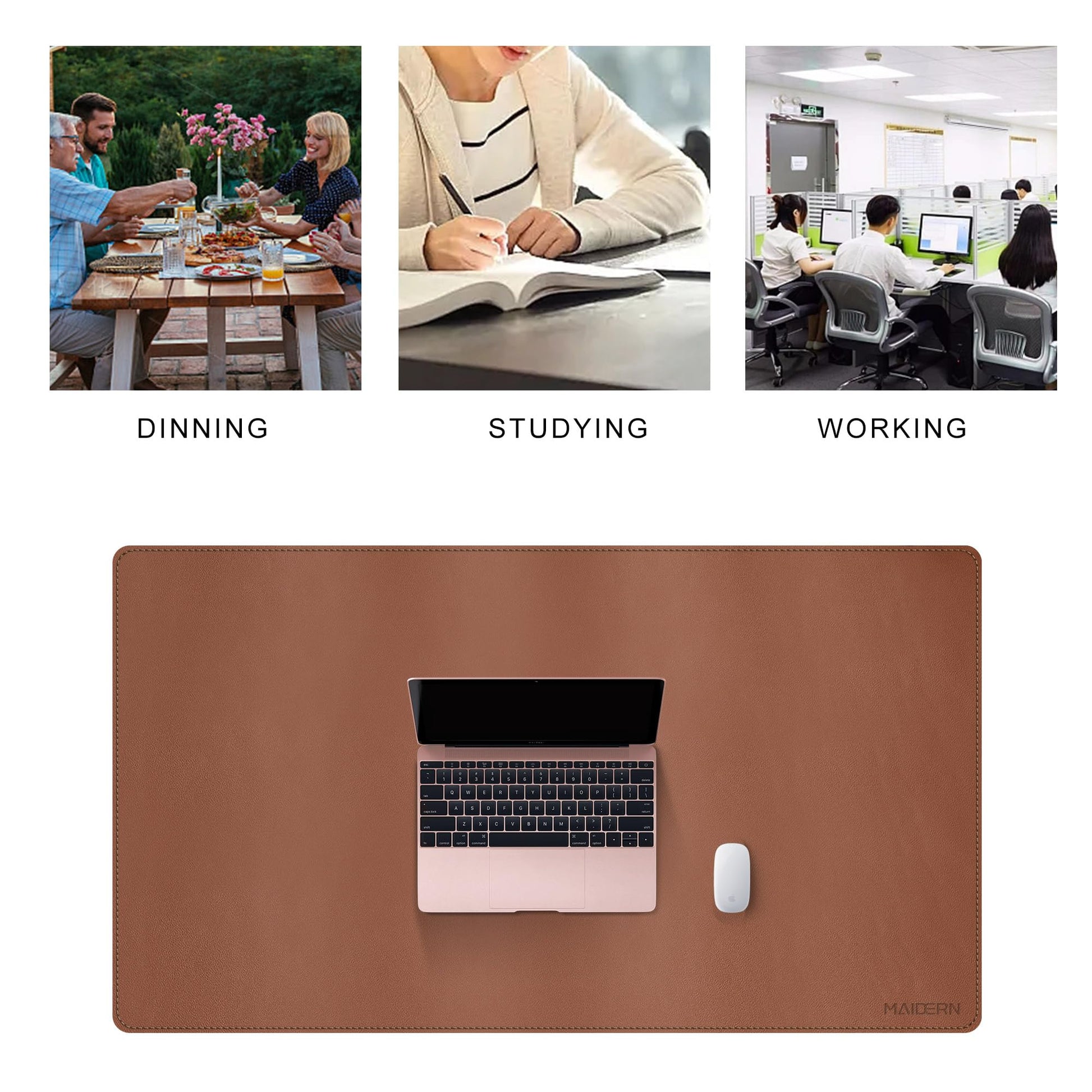 MAIDERN 40” x 24” Leather Desk Pad, Reversible Large Desk Mat, Cork & Leather Large Mouse pad for