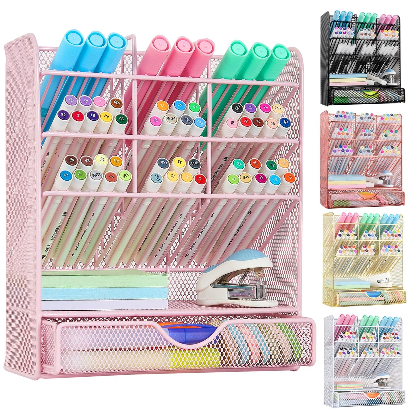 Spacrea Pen Holder Desk Organizer - Desk Organizers and Accessories, Pencil Holder with 10